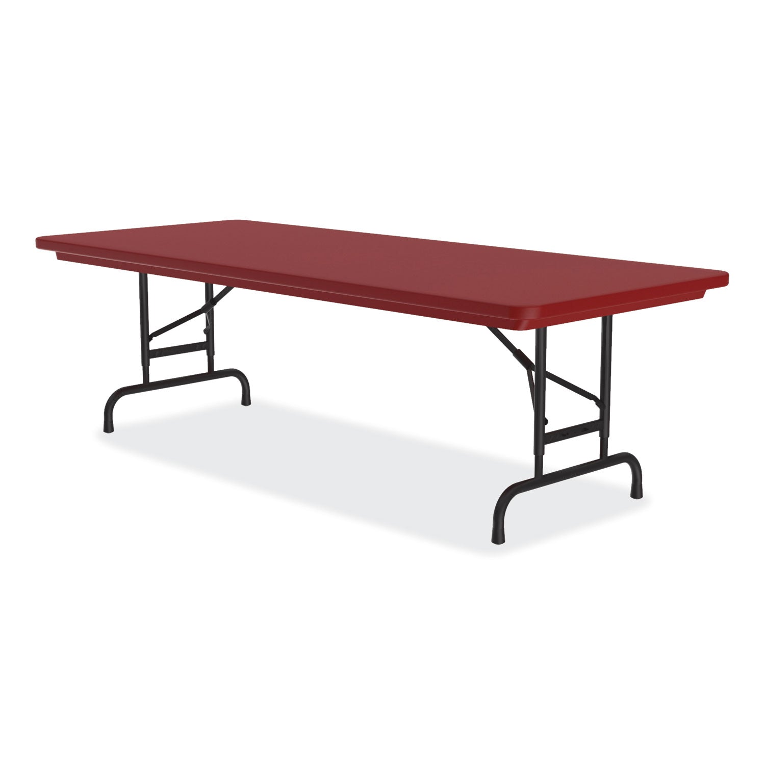 Correll® Adjustable Folding Tables, Rectangular, 60" x 30" x 22" to 32", Red Top, Black Legs, 4/Pallet