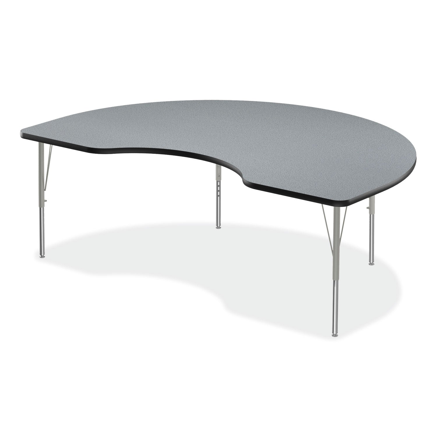 Correll® Adjustable Activity Tables, Kidney Shaped, 72" x 48" x 19" to 29", Gray Top, Gray Legs, 4/Pallet