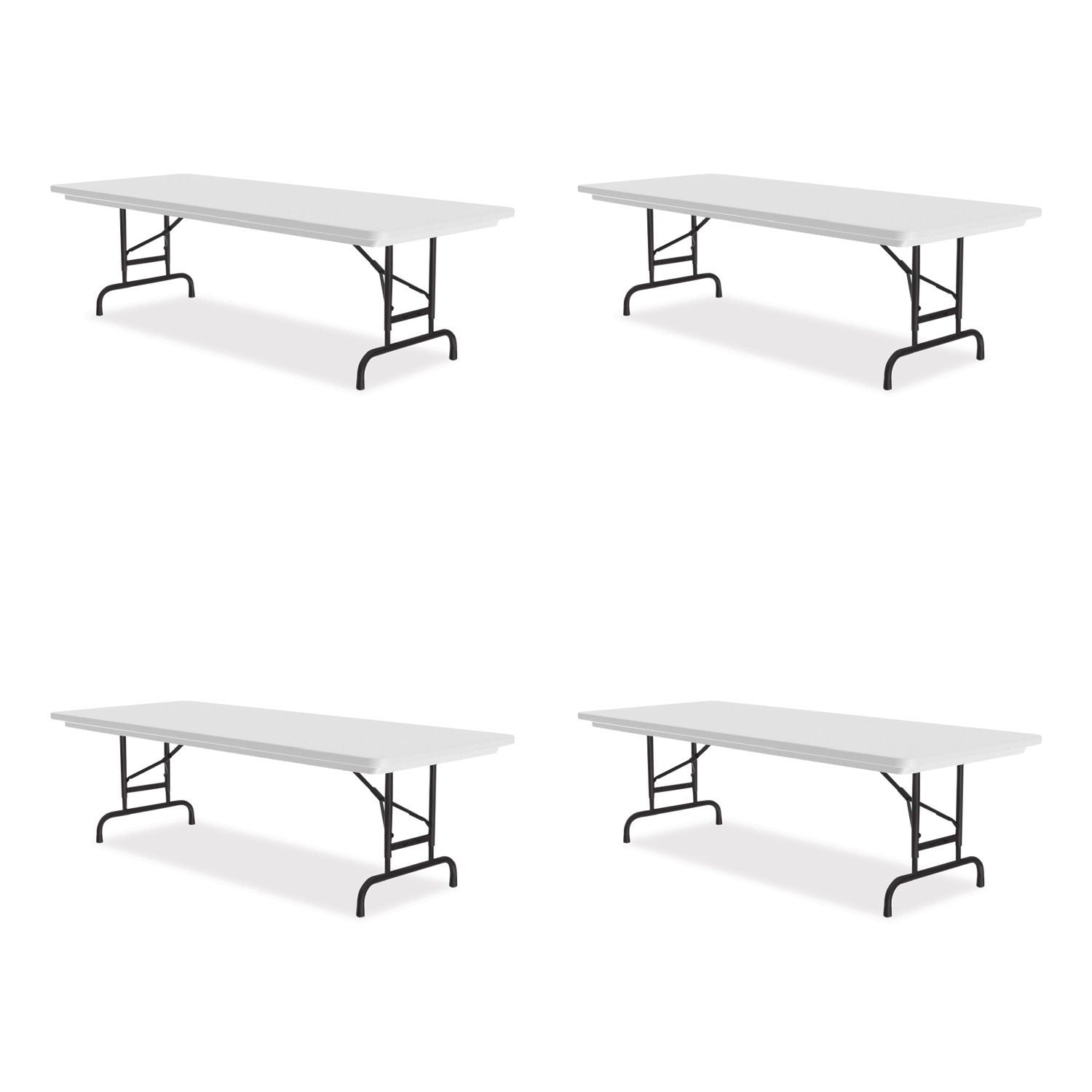 Adjustable Folding Tables, Rectangular, 72" x 30" x 22" to 32", Gray Granite Top, Black Legs, 4/Pallet