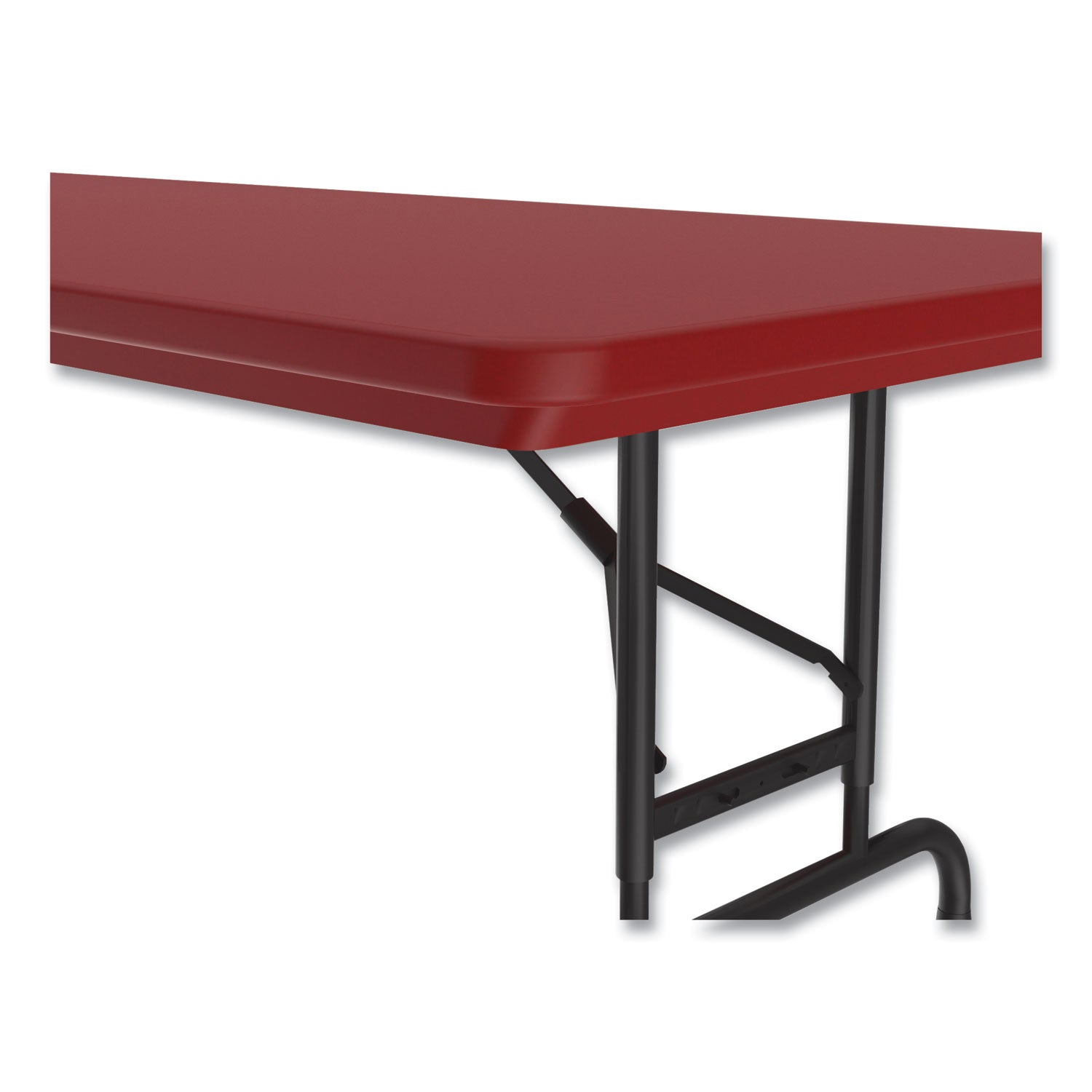 Correll® Adjustable Folding Tables, Rectangular, 60" x 30" x 22" to 32", Red Top, Black Legs, 4/Pallet