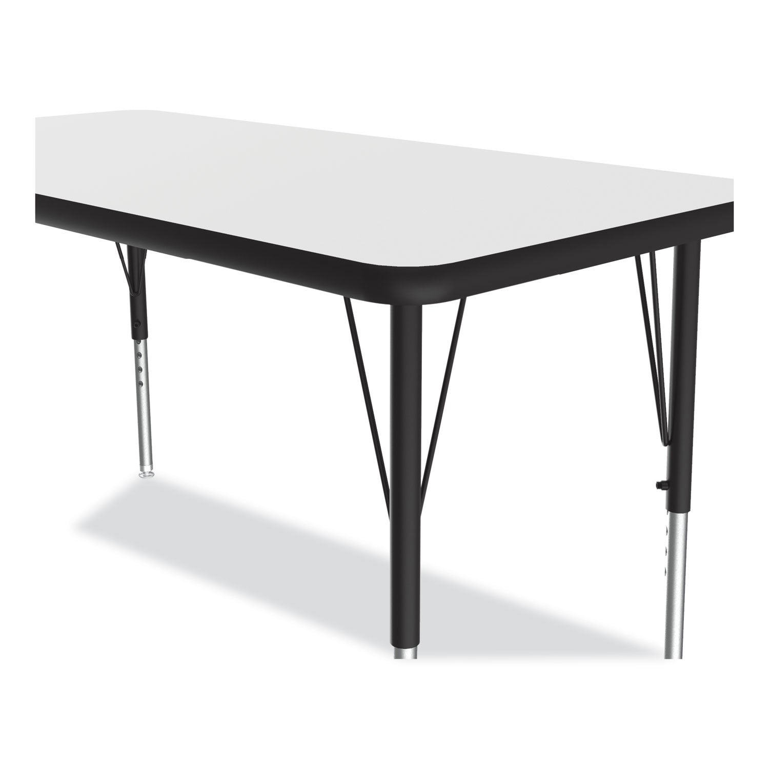 Correll® Markerboard Activity Tables, Rectangular, 60" x 24" x 19" to 29", White Top, Black Legs, 4/Pallet