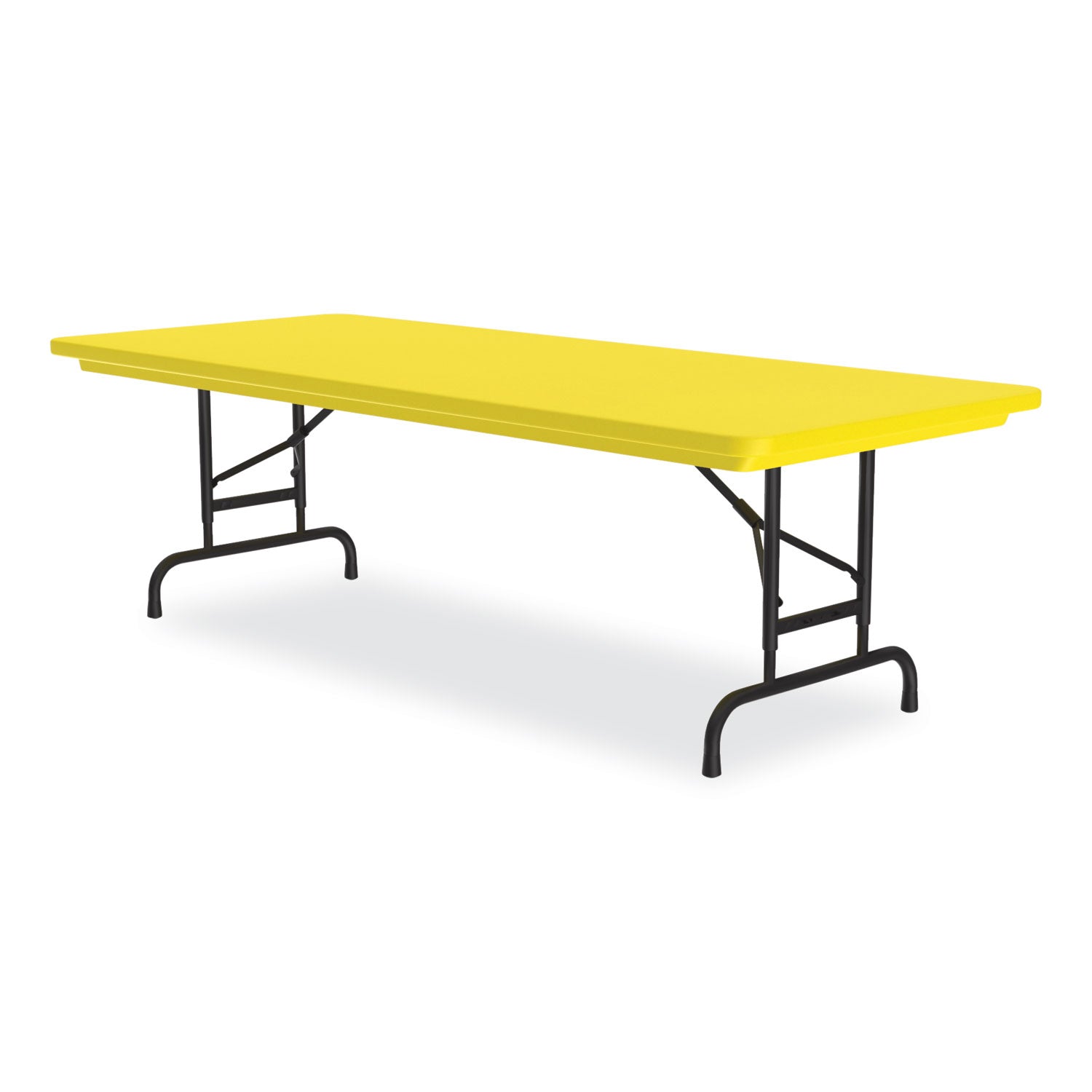 Correll® Adjustable Folding Tables, Rectangular, 60" x 30" x 22" to 32", Yellow Top, Black Legs, 4/Pallet