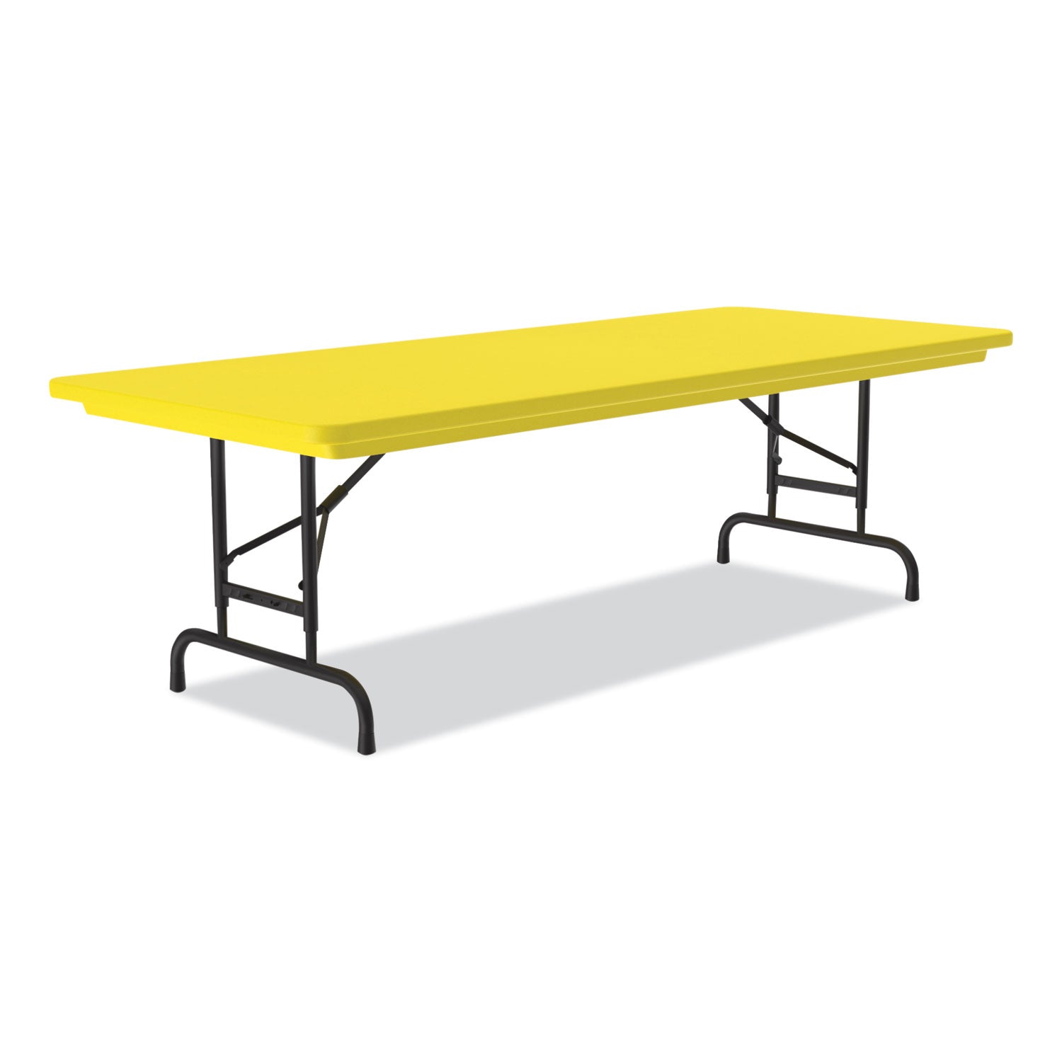 Correll® Adjustable Folding Tables, Rectangular, 60" x 30" x 22" to 32", Yellow Top, Black Legs, 4/Pallet