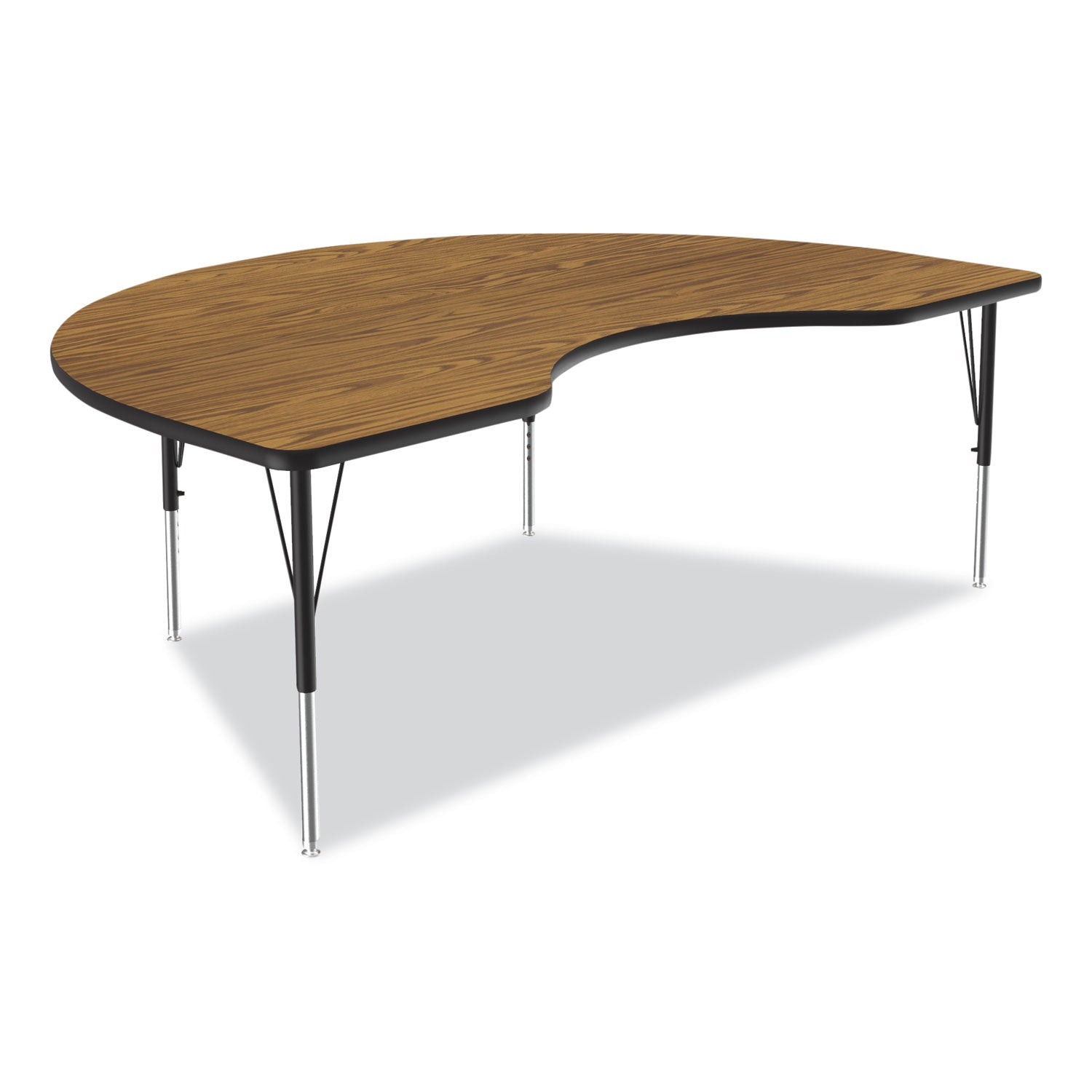 Correll® Adjustable Activity Tables, Kidney Shape, 72" x 48" x 19" to 29", Oak Top, Black Legs, 4/Pallet