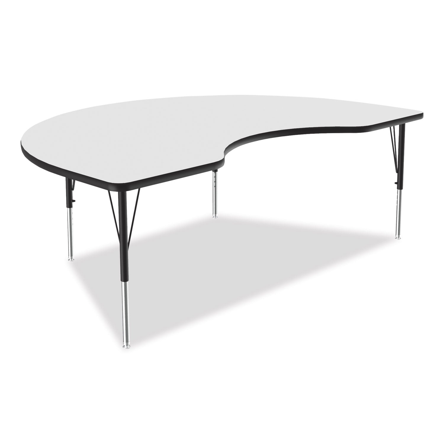 Correll® Markerboard Activity Table, Kidney Shape, 72" x 48" x 19" to 29", White Top, Black Legs, 4/Pallet