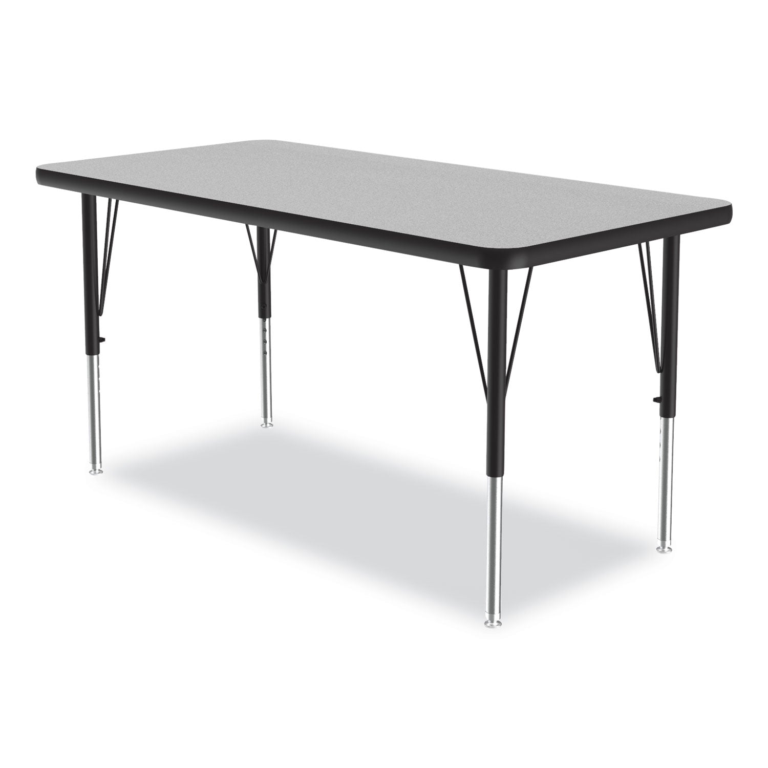 Correll® Adjustable Activity Table, Rectangular, 48" x 24" x 19" to 29", Granite Top, Black Legs, 4/Pallet