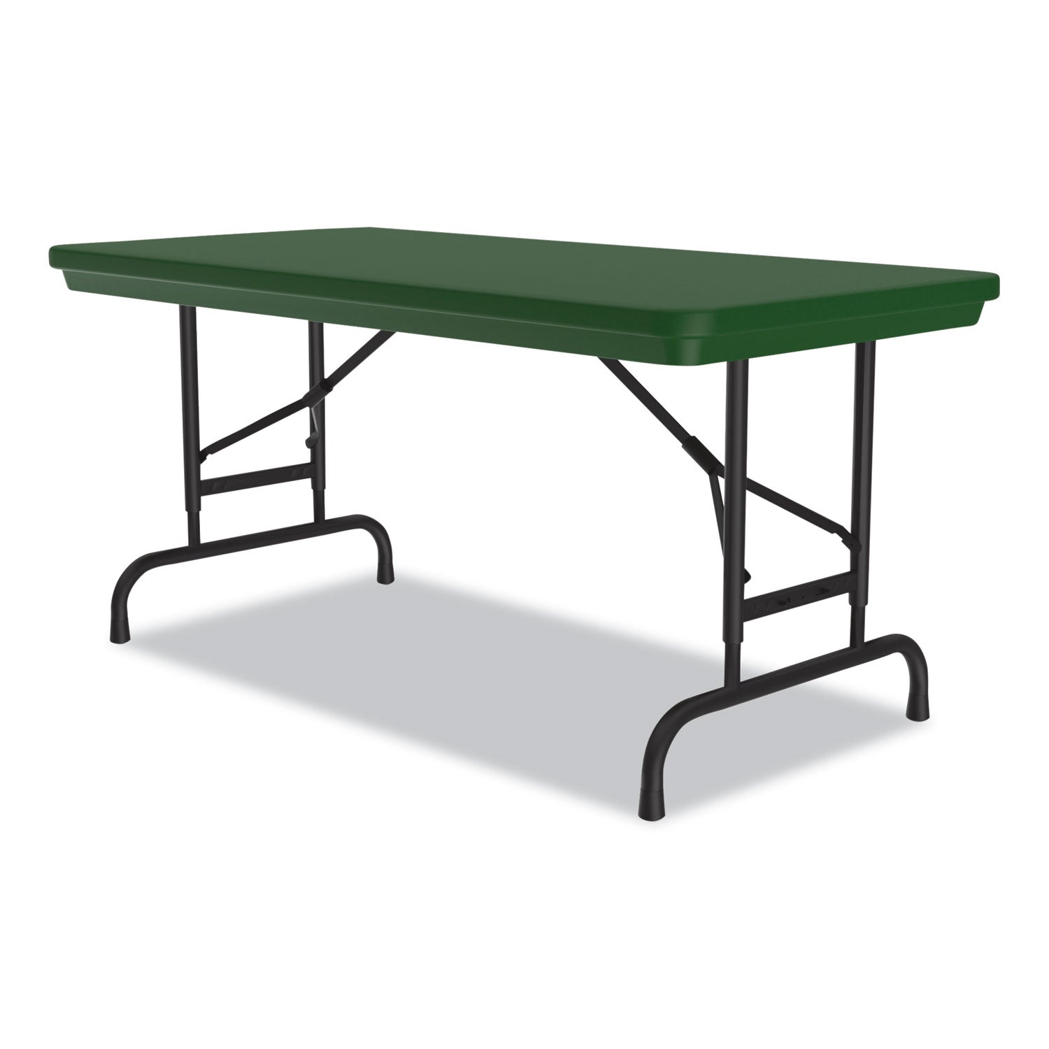 Correll® Adjustable Folding Table, Rectangular, 48" x 24" x 22" to 32", Green Top, Black Legs, 4/Pallet