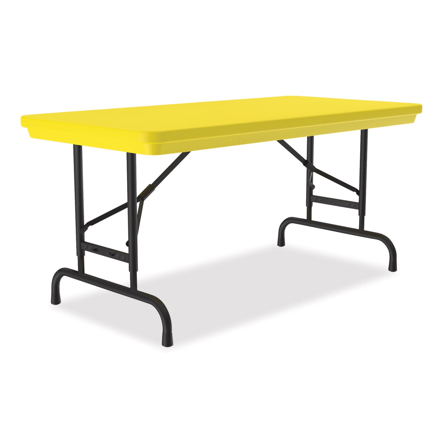 Correll® Adjustable Folding Table, Rectangular, 48" x 24" x 22" to 32", Yellow Top, Black Legs, 4/Pallet