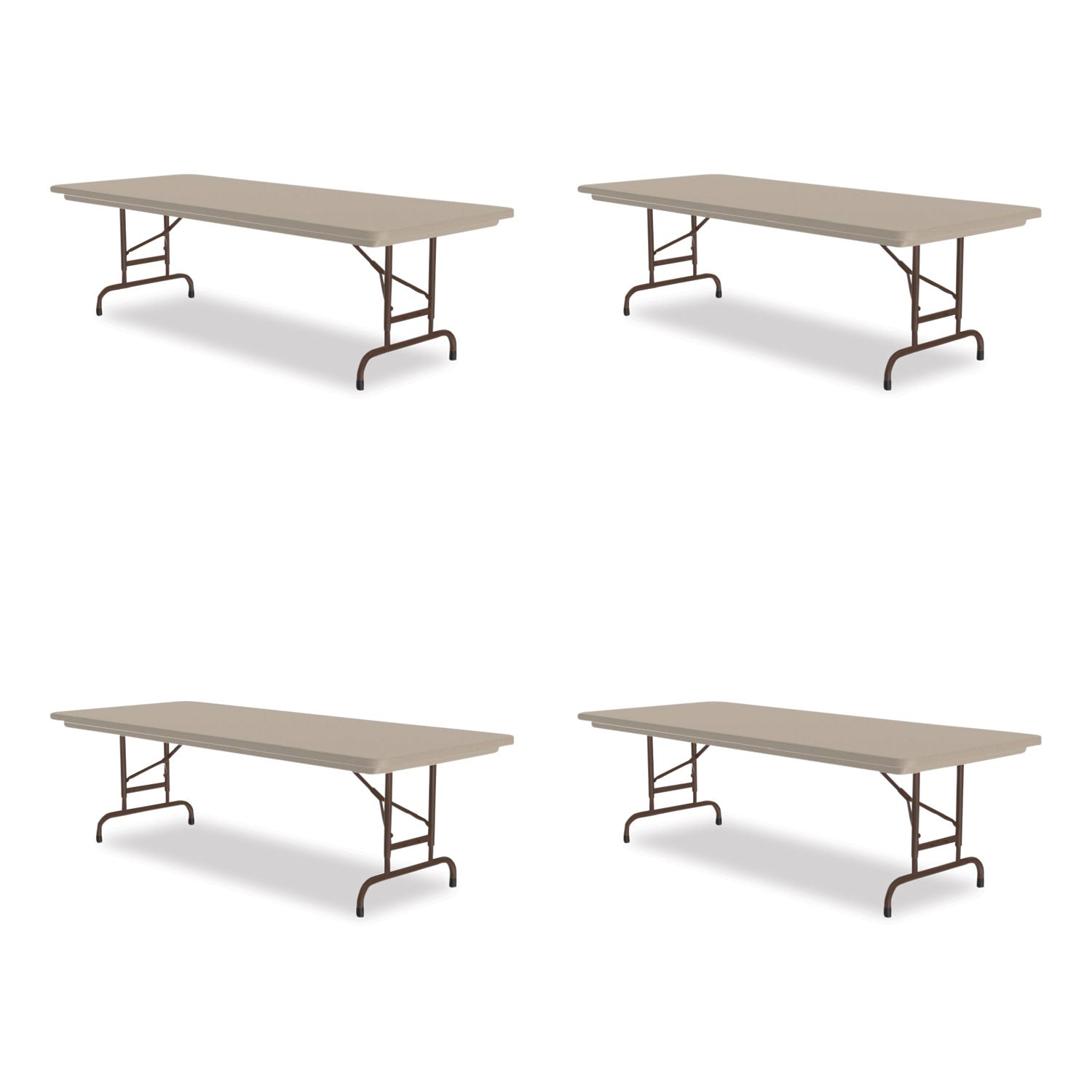 Adjustable Folding Tables, Rectangular, 72" x 30" x 22" to 32", Mocha Top, Brown Legs, 4/Pallet Flipcost Flipcost