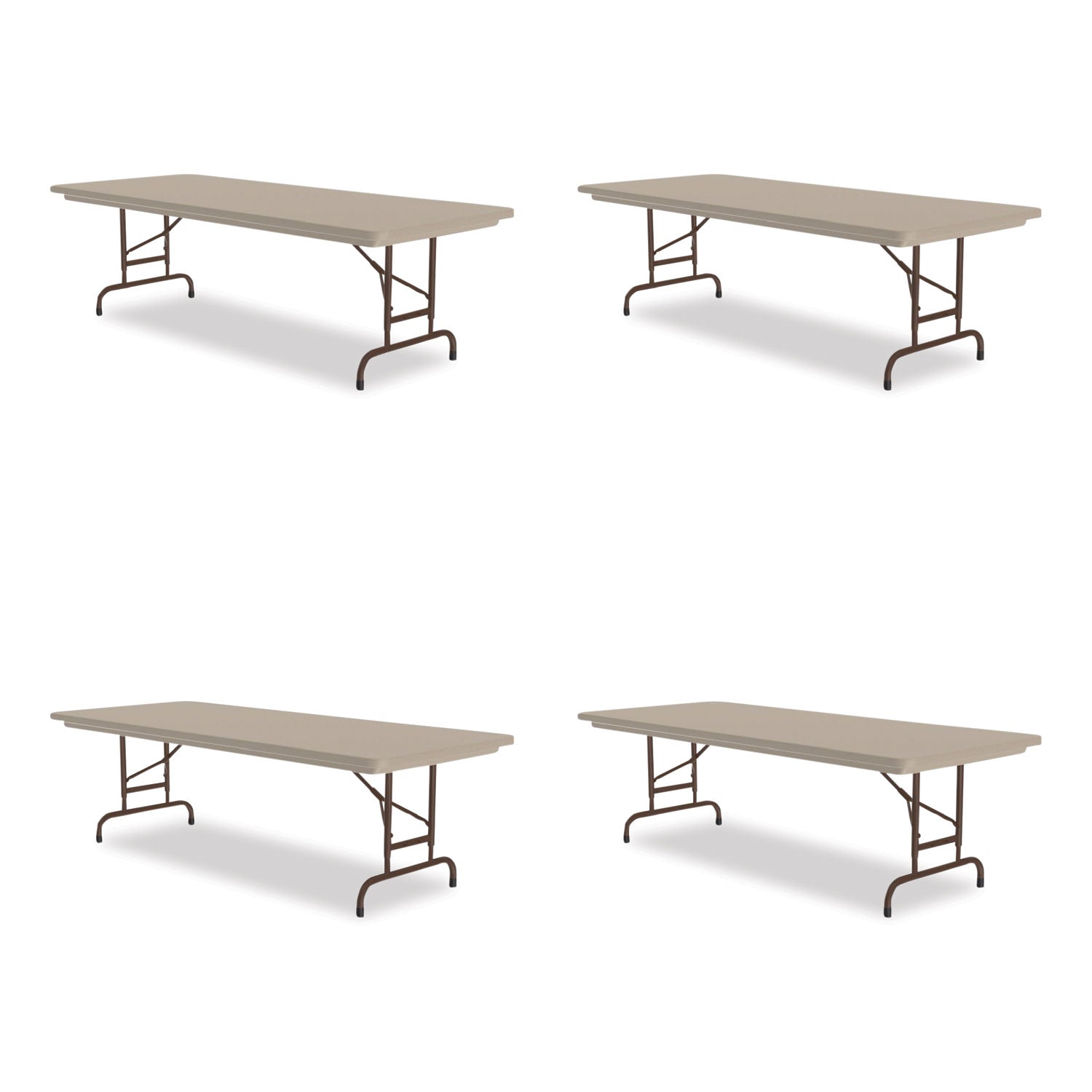 Adjustable Folding Tables, Rectangular, 72" x 30" x 22" to 32", Mocha Granite Top, Brown Legs, 4/Pallet