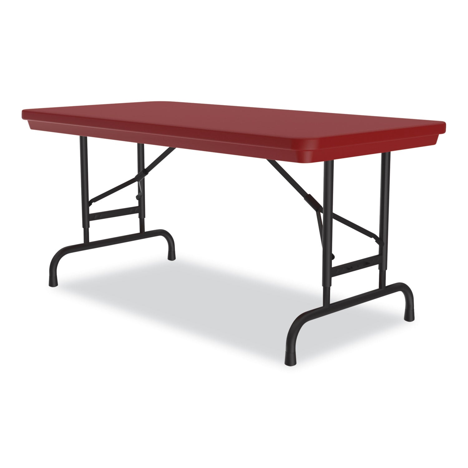 Correll® Adjustable Folding Table, Rectangular, 48" x 24" x 22" to 32", Red Top, Black Legs, 4/Pallet