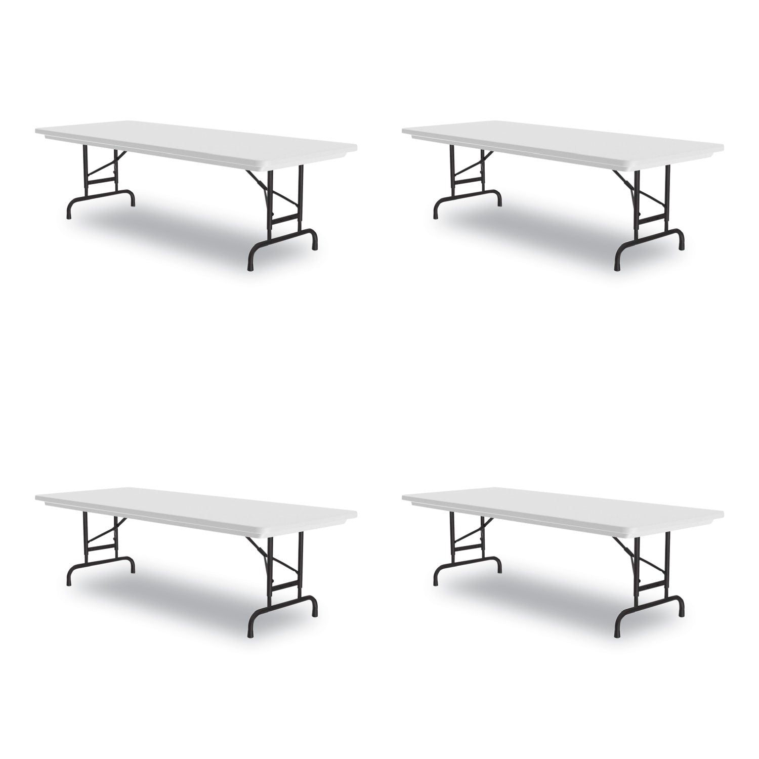 Adjustable Folding Tables, Rectangular, 96" x 30" x 22" to 32", Gray Granite Top, Black Legs, 4/Pallet