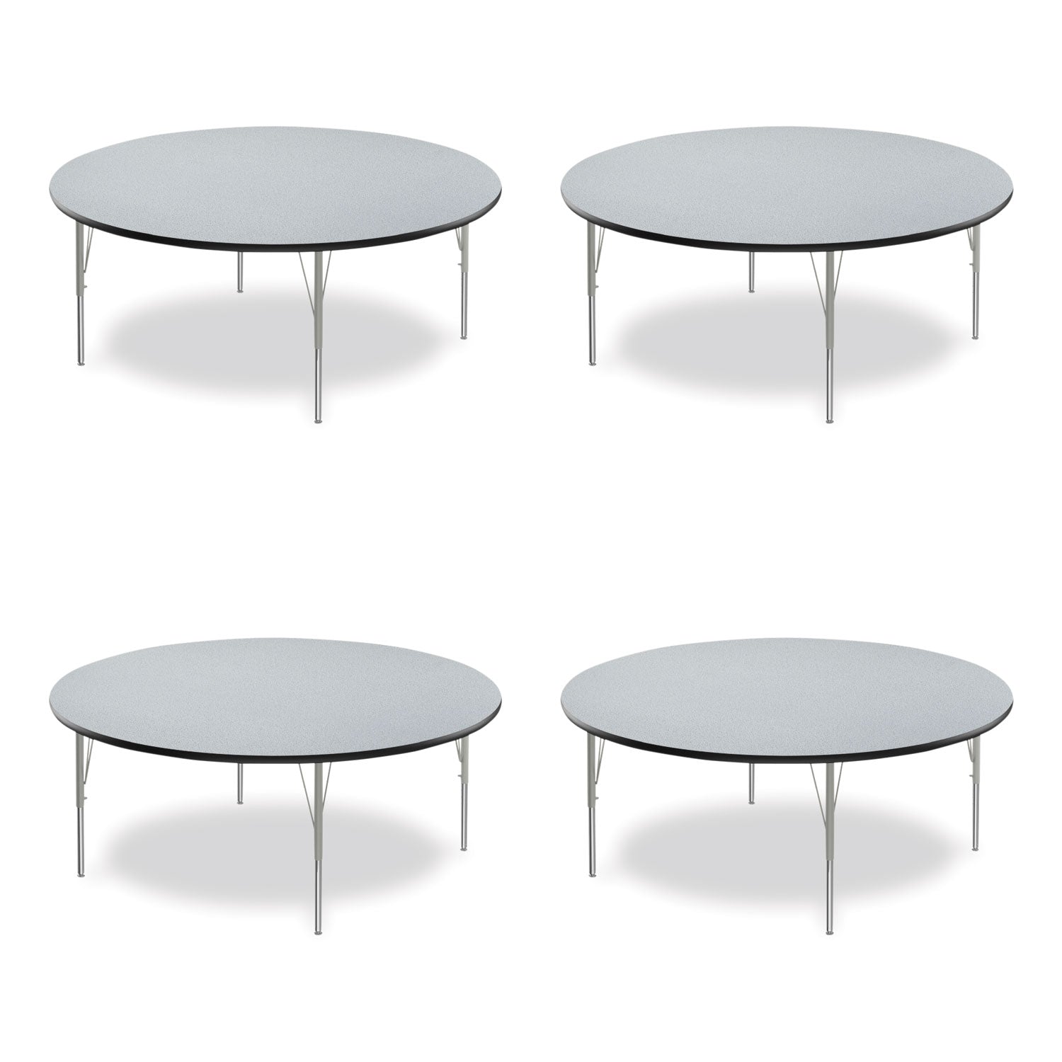 Height Adjustable Activity Tables, Round, 60" x 19" to 29", Gray Granite Top, Gray Legs, 4/Pallet