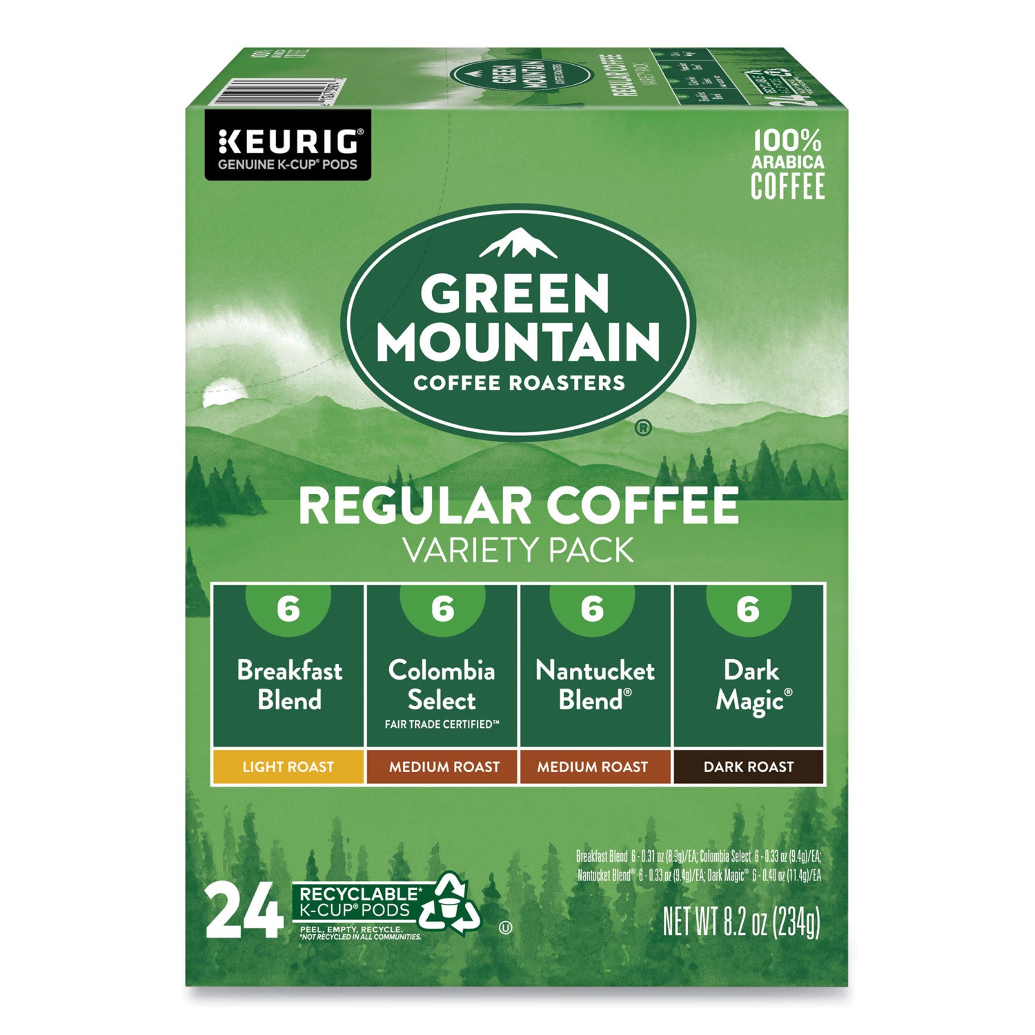 Green Mountain Coffee® Regular Variety Pack Coffee K-Cups, Assorted Flavors, 24/Box