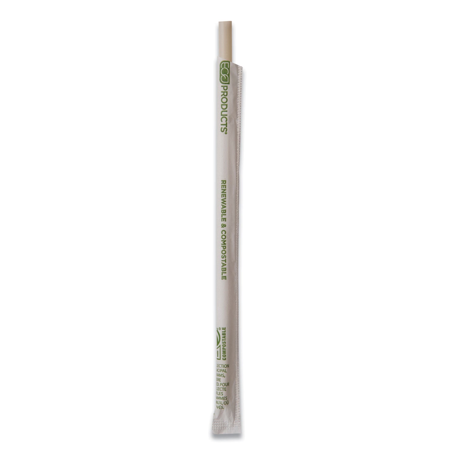 Eco-Products® Renewable and Compostable PHA Straws, 10.25", Natural White, 1,250/Carton