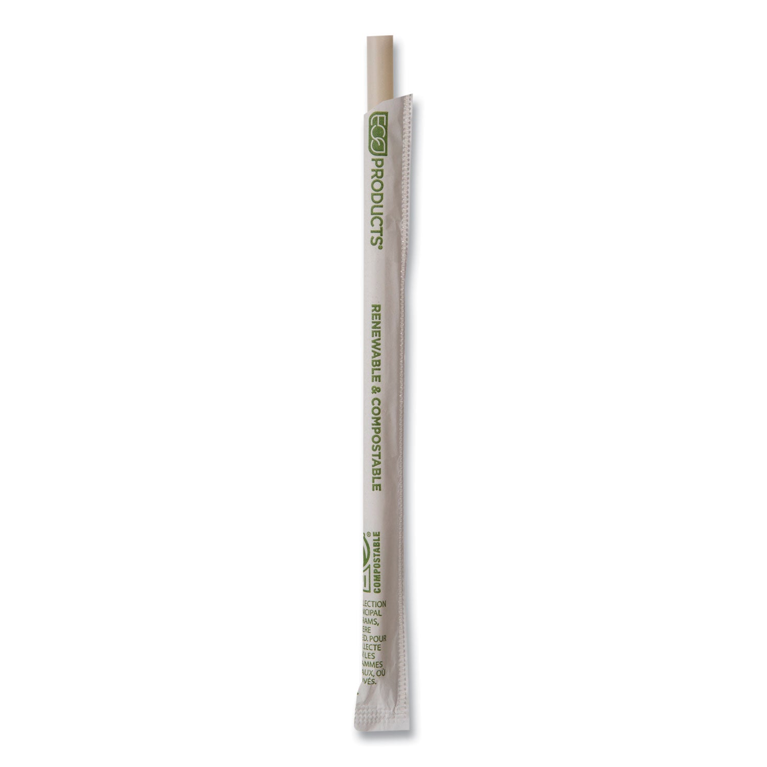 Eco-Products® Renewable and Compostable PHA Straws, 7.75", Natural White, 2,000/Carton