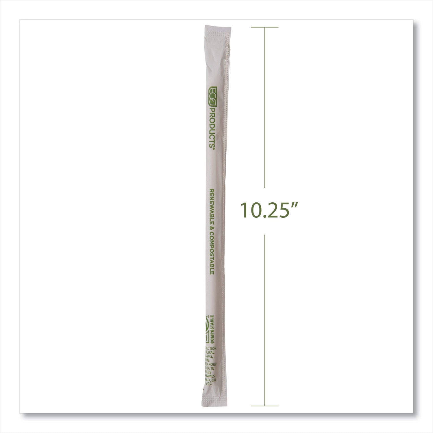 Eco-Products® Renewable and Compostable PHA Straws, 10.25", Natural White, 1,250/Carton