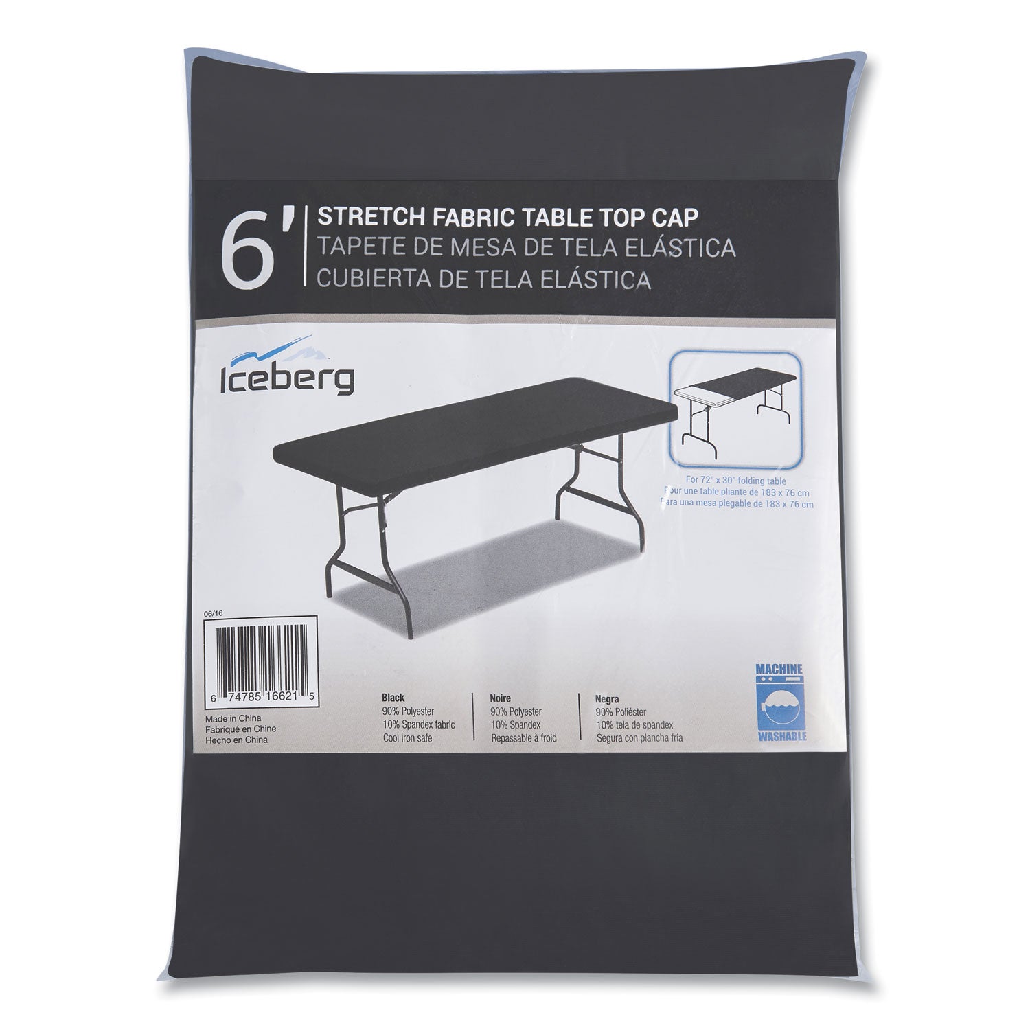 Iceberg iGear Fabric Table Top Cap Cover, Polyester, 30 x 72, Black