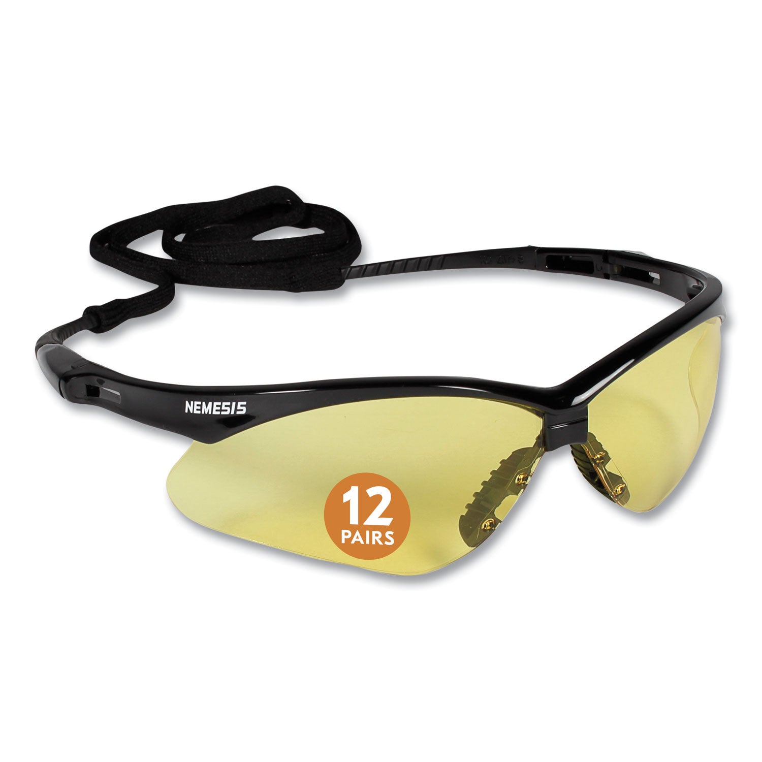 KleenGuard™ Nemesis Safety Glasses, Black Frame, Amber Lens