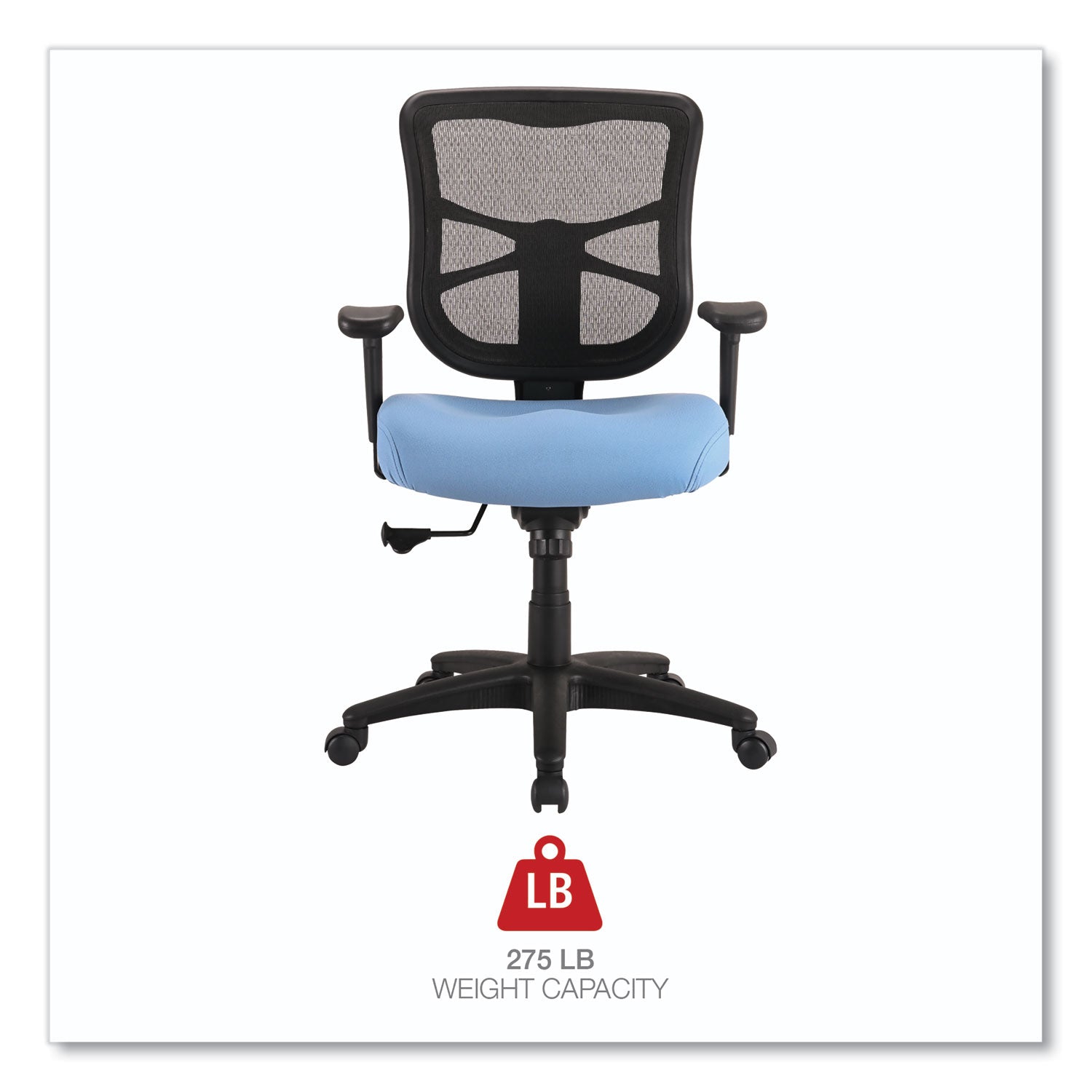 Alera® Alera Elusion Series Mesh Mid-Back Swivel/Tilt Chair, Supports Up to 275 lb, 17.9" to 21.8" Seat Height, Light Blue Seat