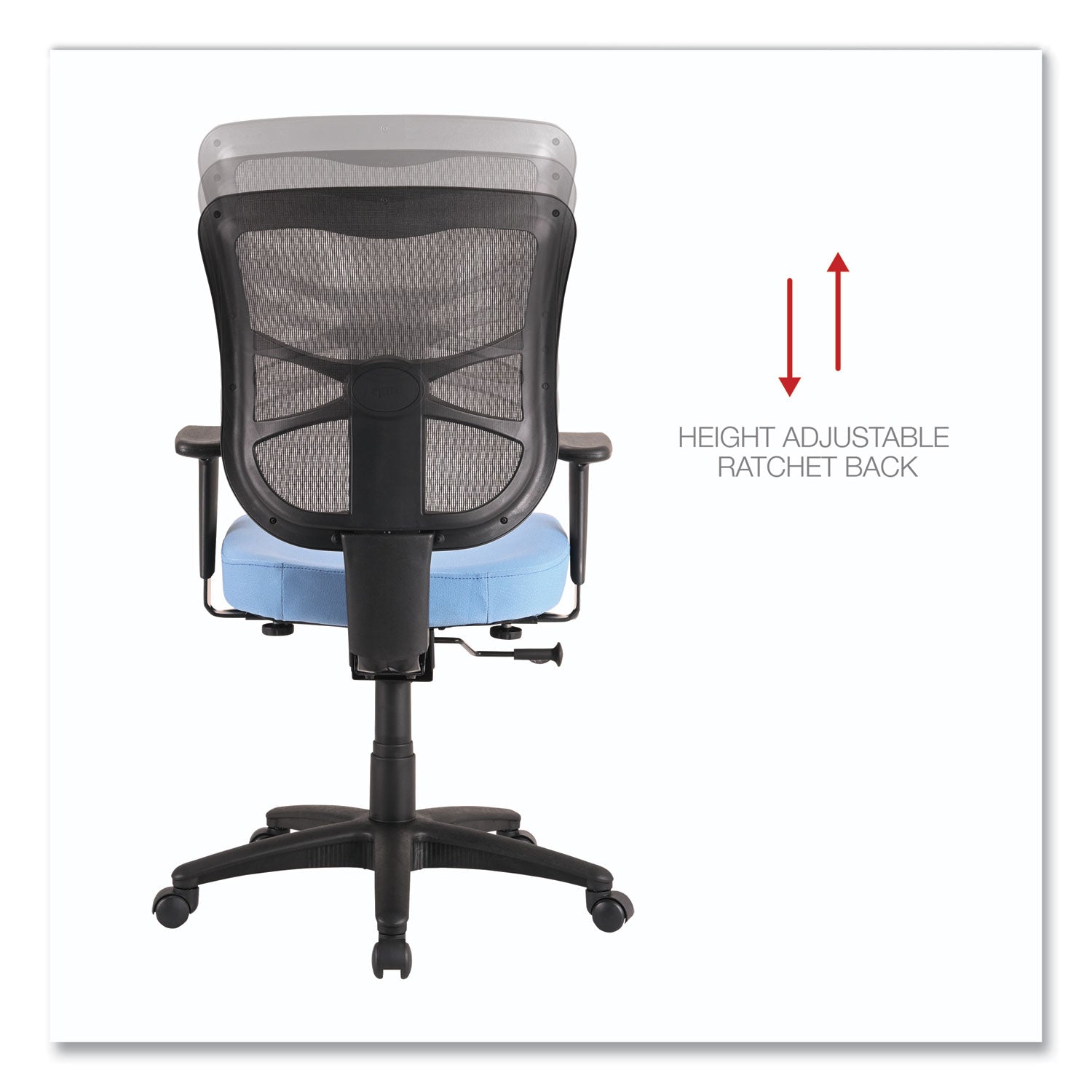 Alera® Alera Elusion Series Mesh Mid-Back Swivel/Tilt Chair, Supports Up to 275 lb, 17.9" to 21.8" Seat Height, Light Blue Seat