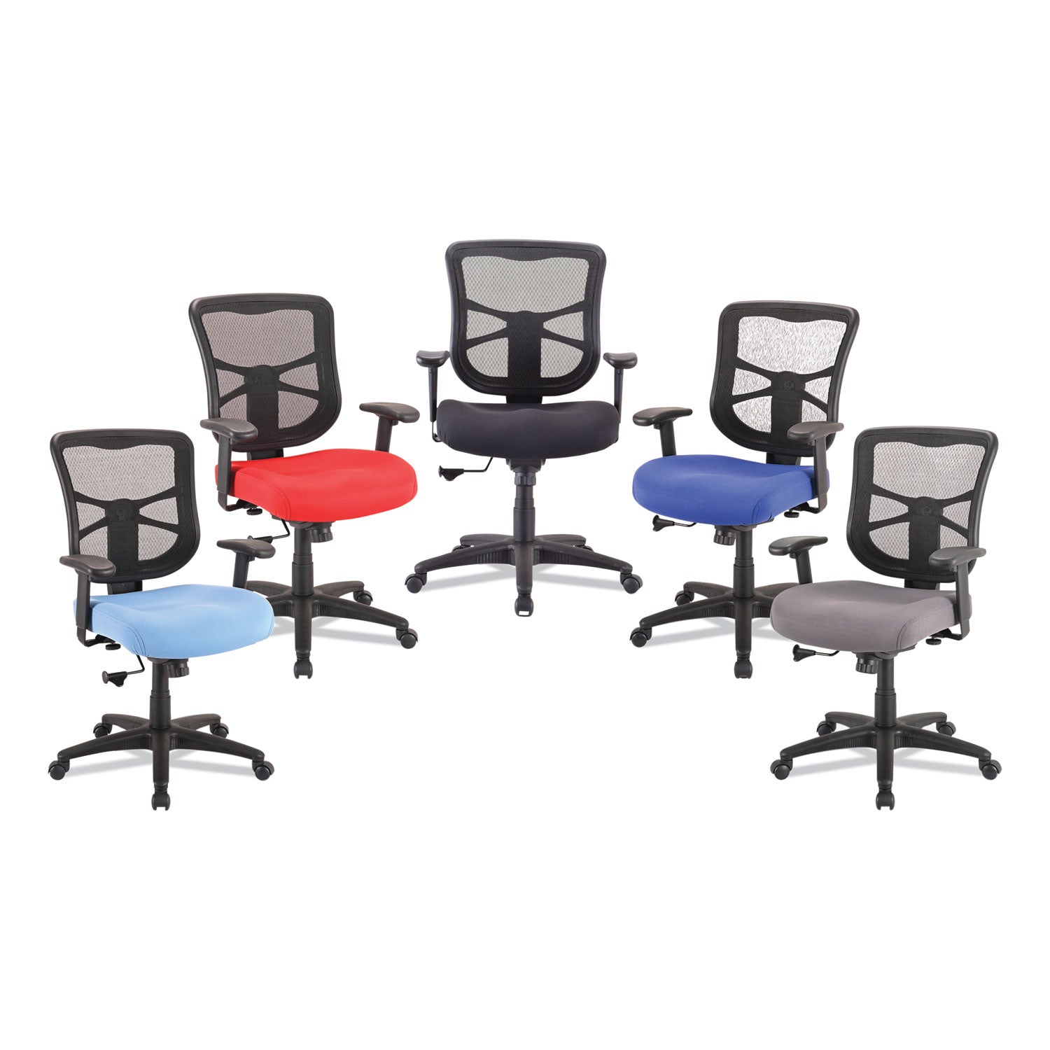 Alera® Alera Elusion Series Mesh Mid-Back Swivel/Tilt Chair, Supports Up to 275 lb, 17.9" to 21.8" Seat Height, Light Blue Seat