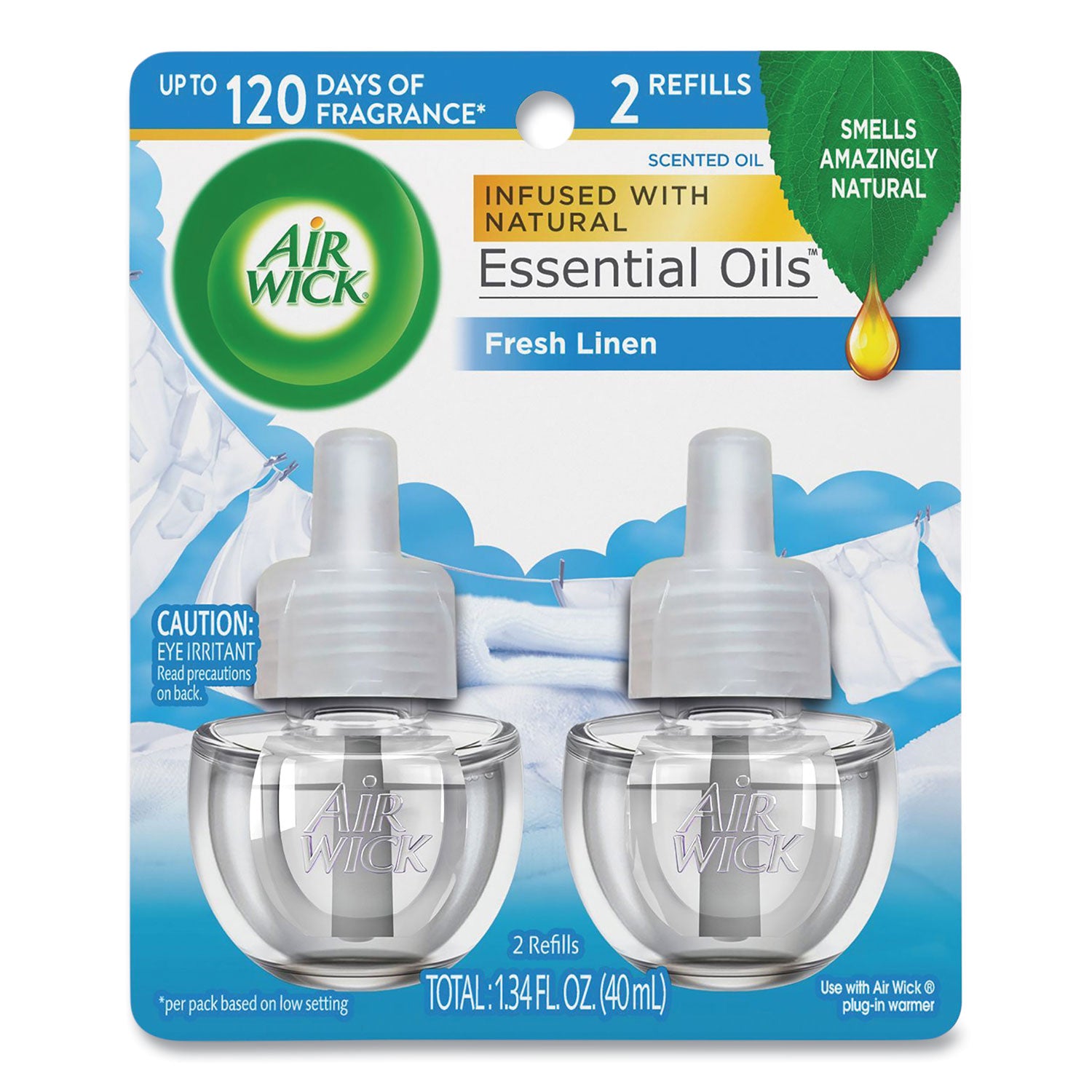 Air Wick® Scented Oil Twin Refill, Fresh Linen, 0.67 oz, 2/Pack, 6/Carton