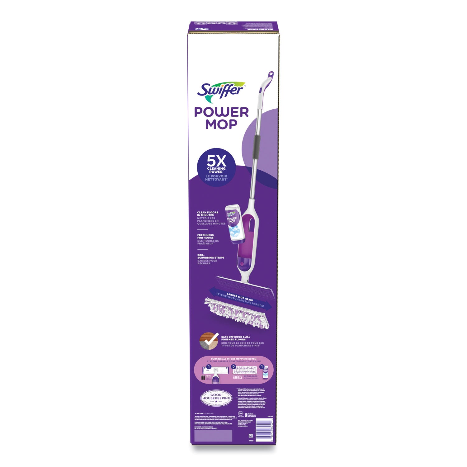 PowerMop Starter Kit, 15.4 x 5.3 White/Purple Cloth Head, 26" Silver Aluminum Handle