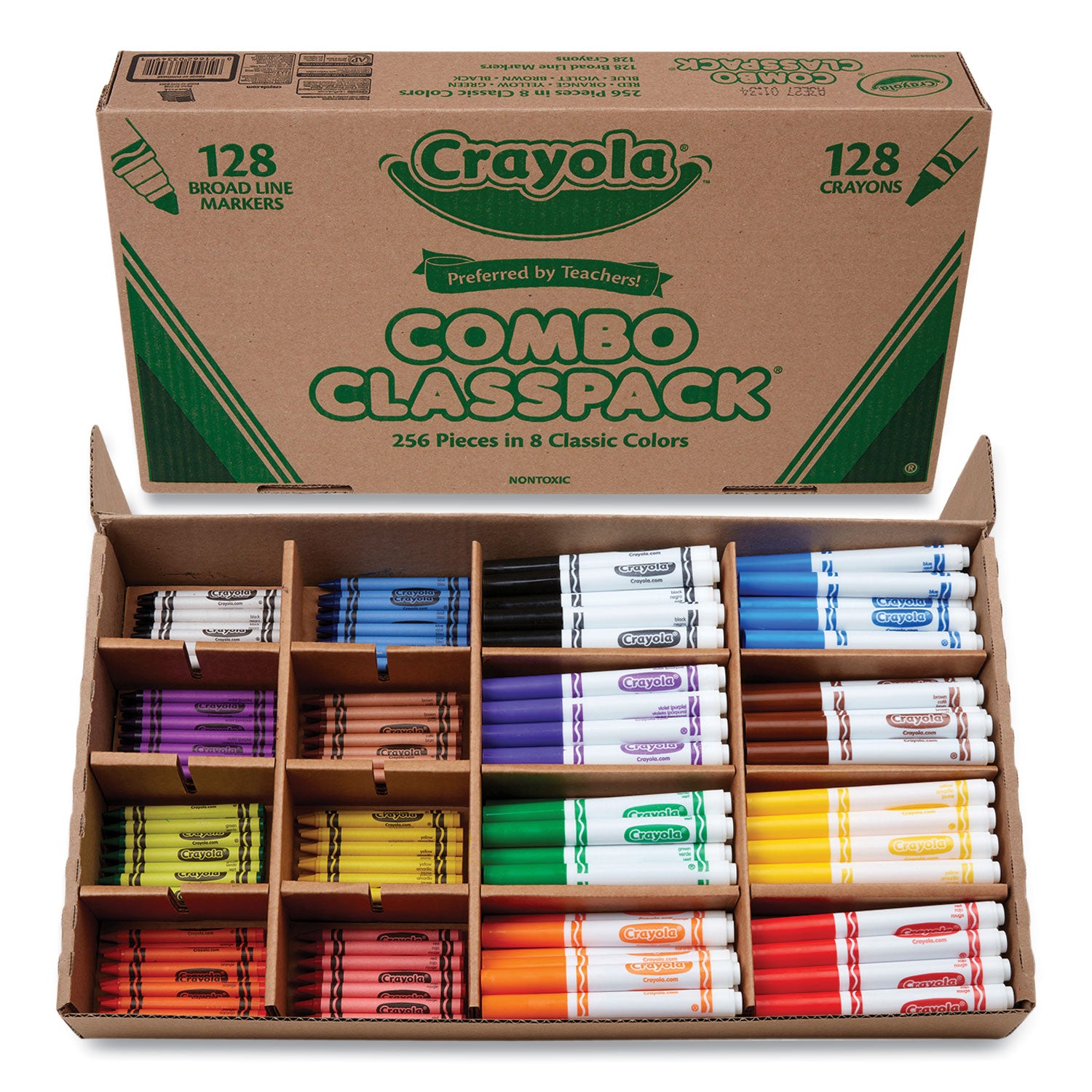 Crayola® Crayons and Markers Combo Classpack, Eight Colors, 256/Set