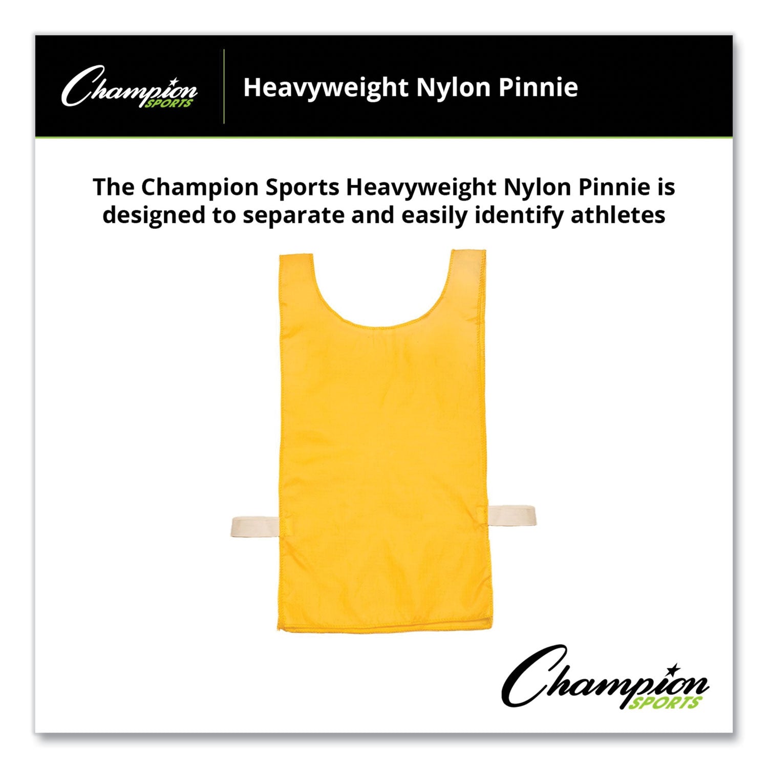 Champion Sports Heavyweight Pinnies, Nylon, One Size, Gold, 1/Dozen