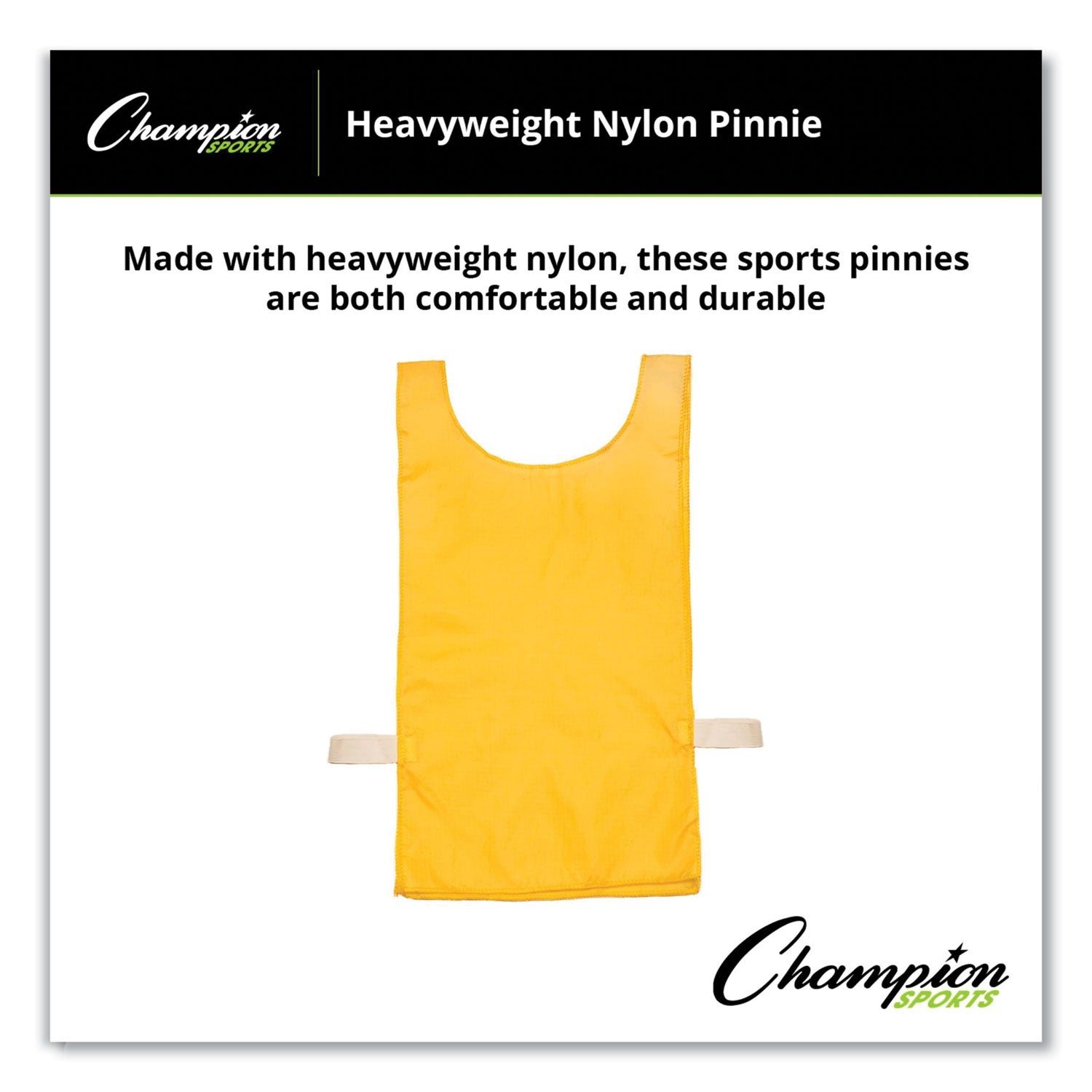 Champion Sports Heavyweight Pinnies, Nylon, One Size, Gold, 1/Dozen