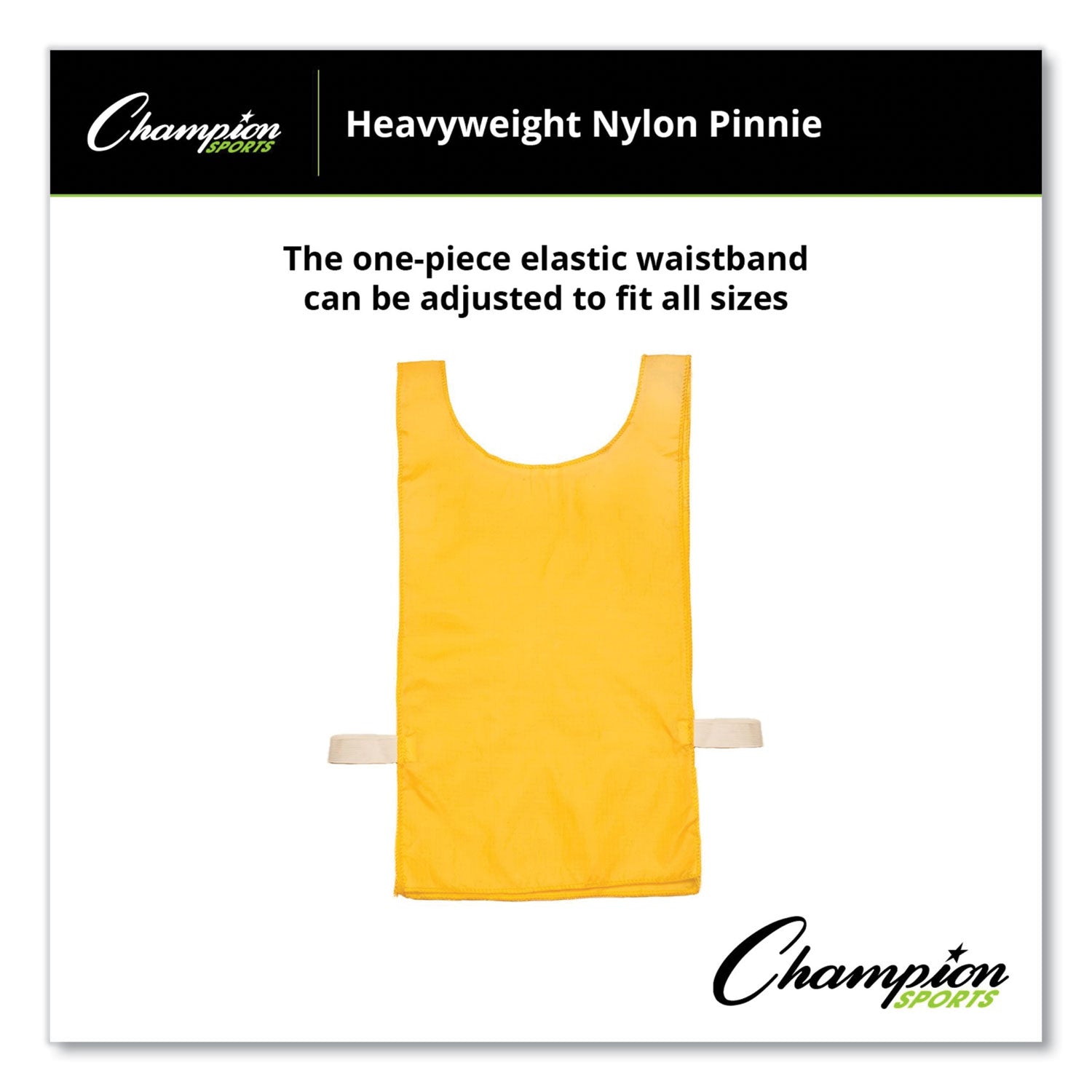 Champion Sports Heavyweight Pinnies, Nylon, One Size, Gold, 1/Dozen