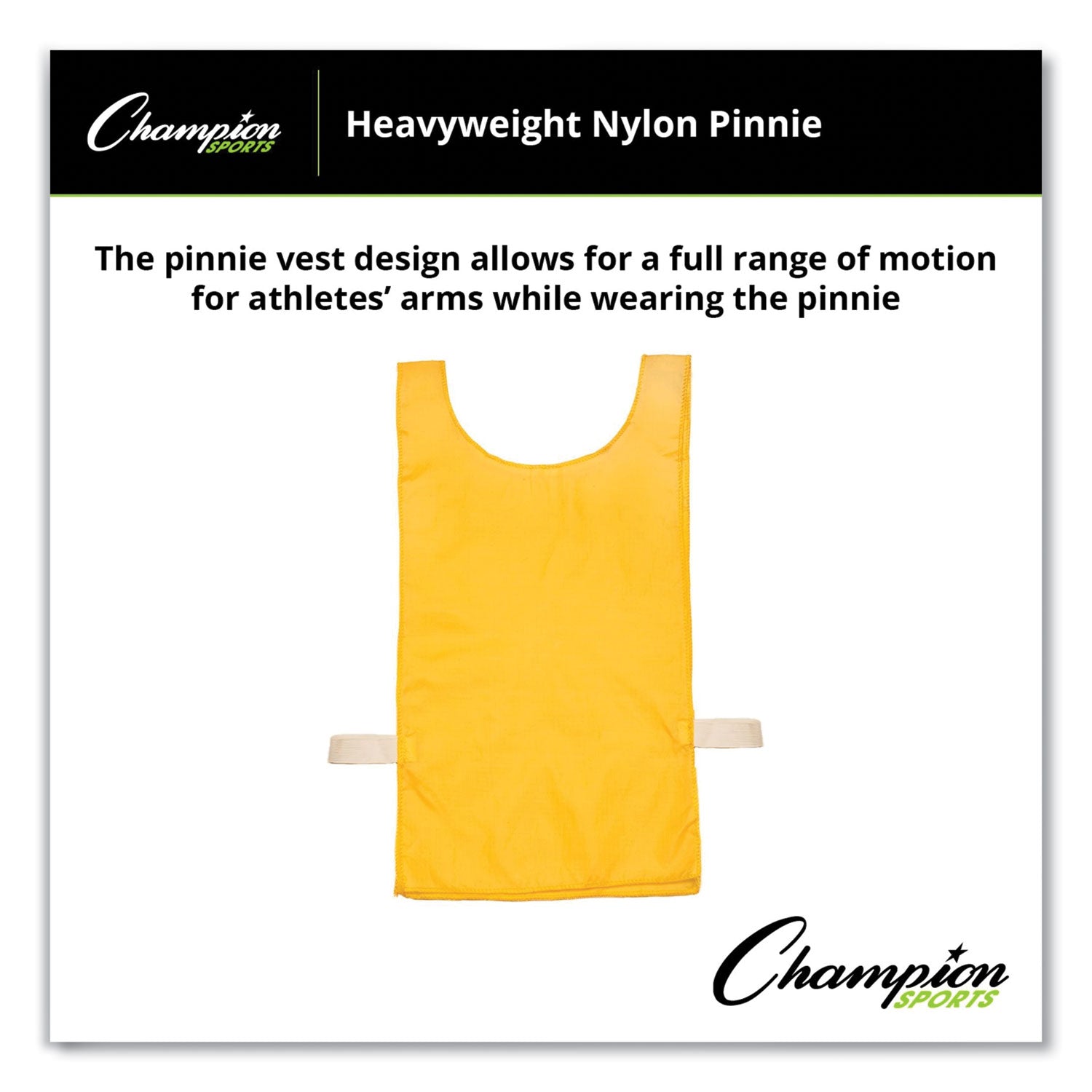 Champion Sports Heavyweight Pinnies, Nylon, One Size, Gold, 1/Dozen