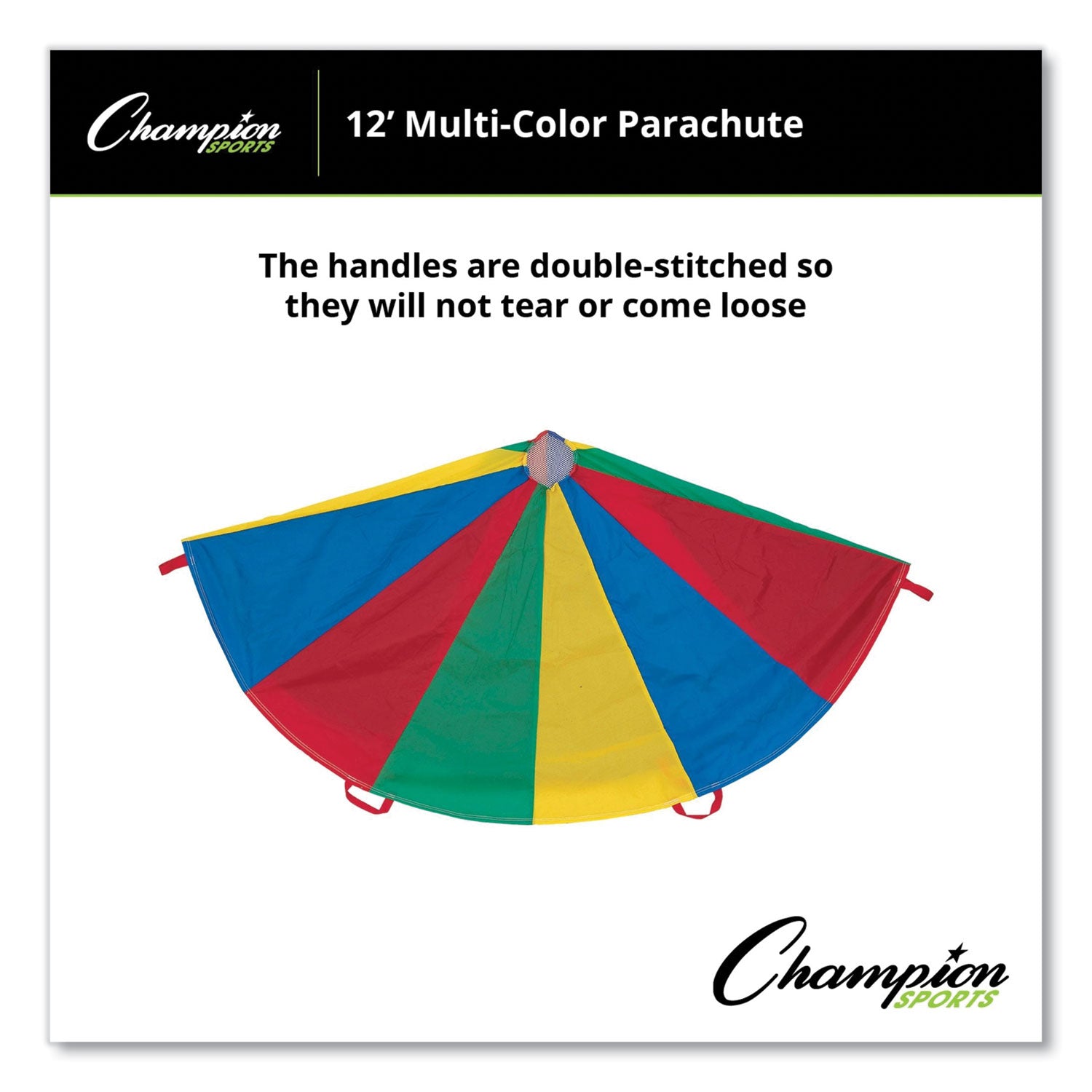 Champion Sports Nylon Multicolor Parachute, 12 ft dia, 12 Handles