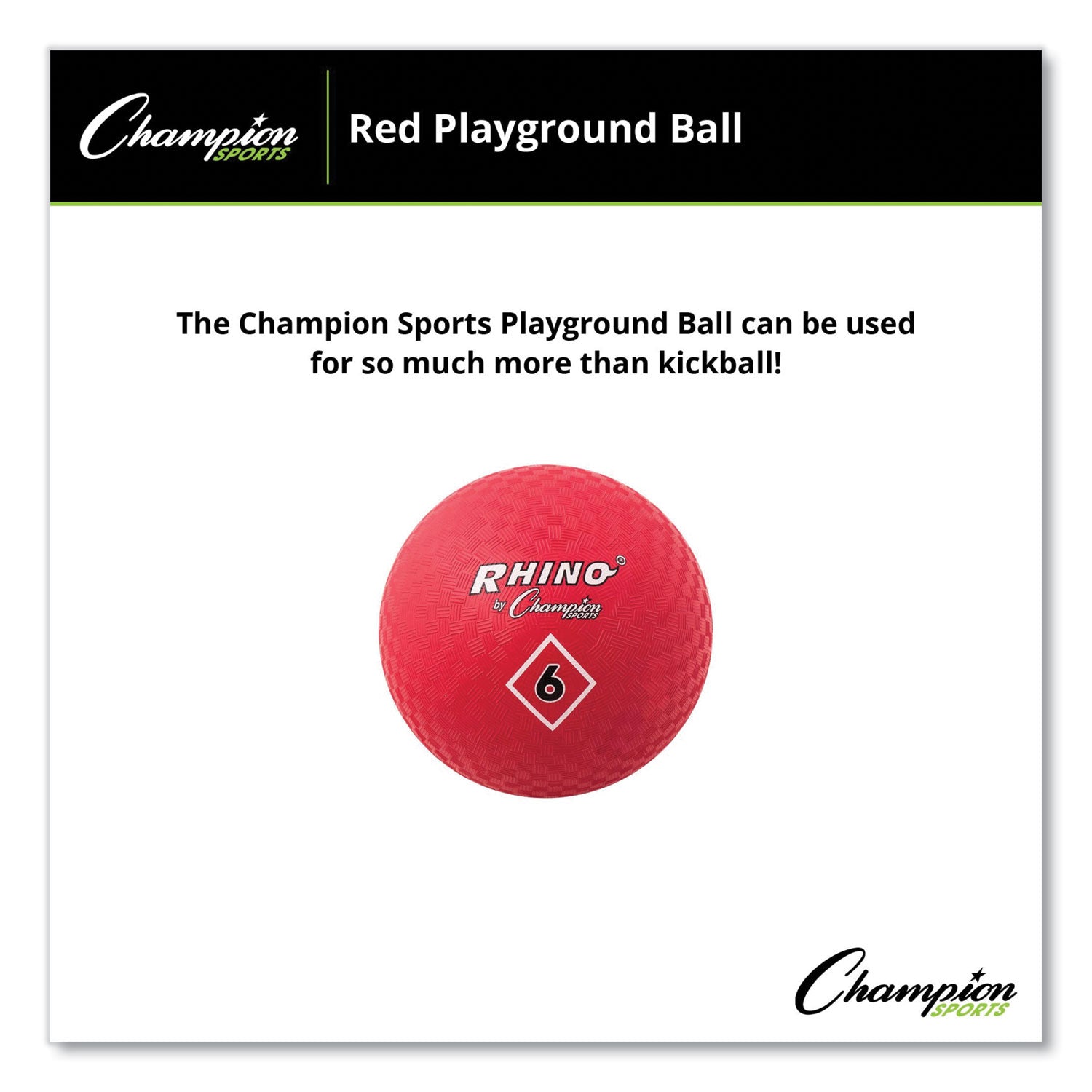 Champion Sports Playground Ball, 6" Diameter, Red