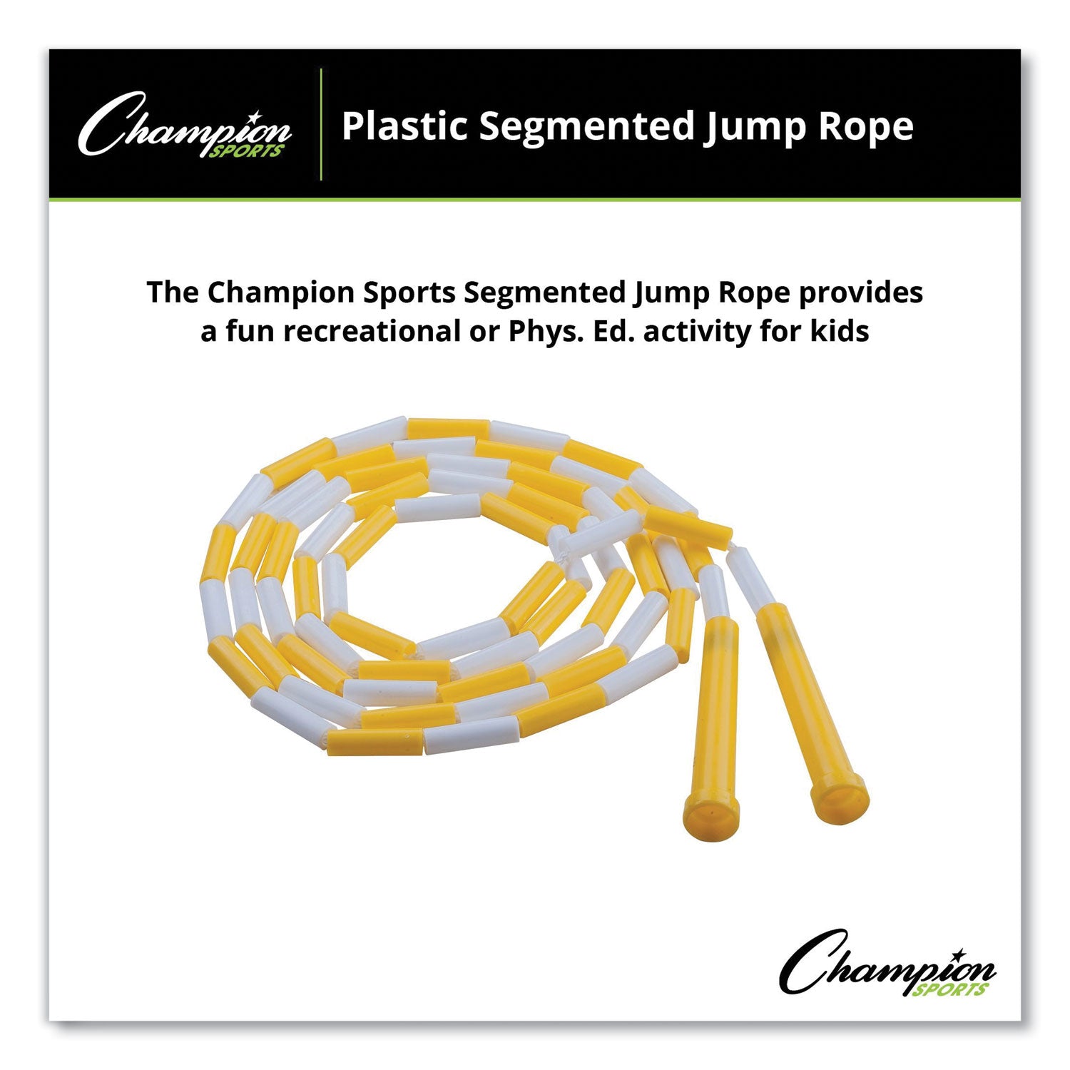 Champion Sports Segmented Plastic Jump Rope, 8 ft, Yellow/White