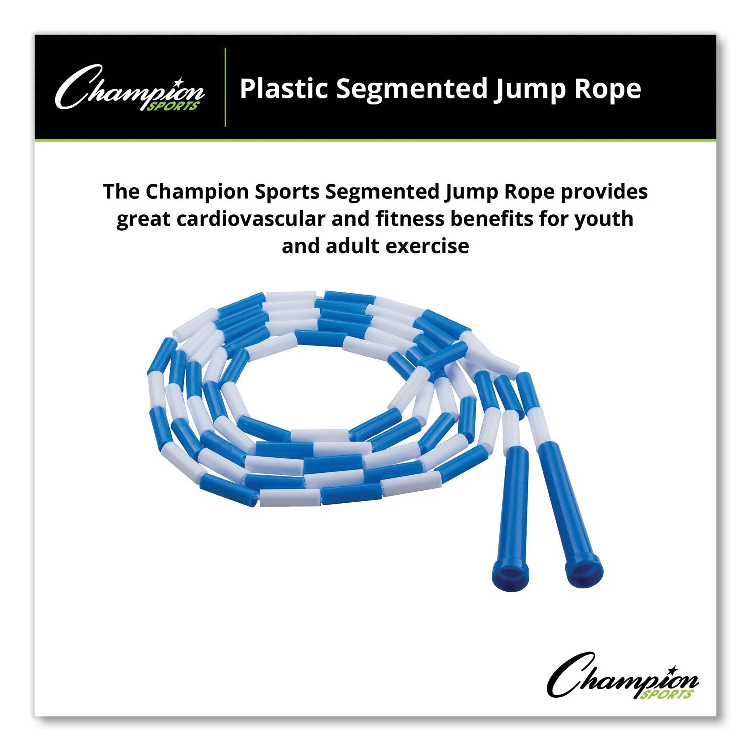 Champion Sports Segmented Plastic Jump Rope, 9 ft, Blue/White