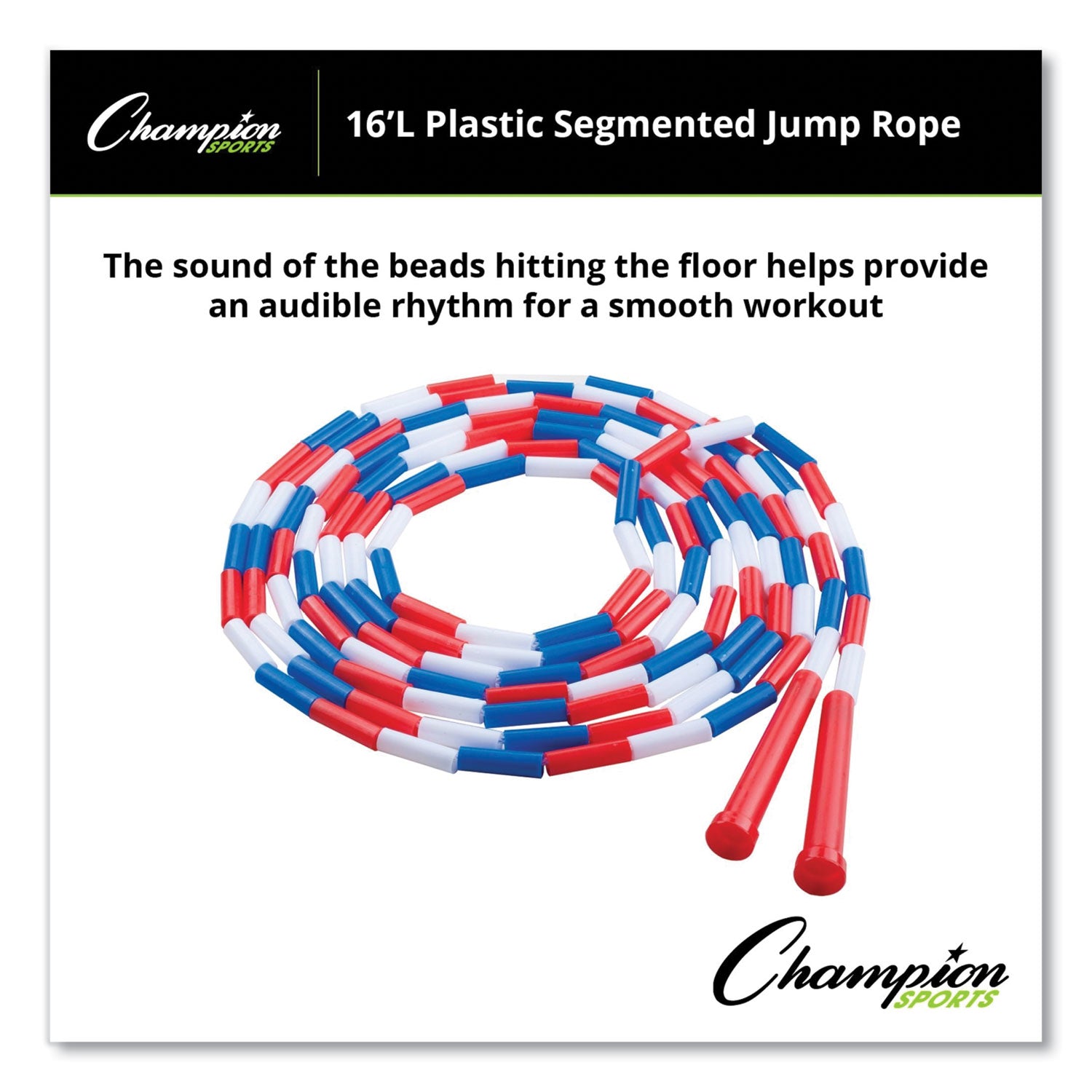 Champion Sports Segmented Plastic Jump Rope, 16 ft, Red/Blue/White