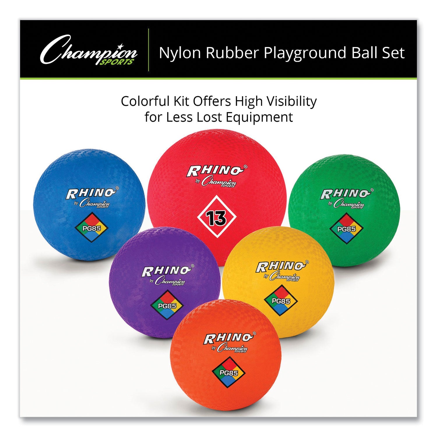 Champion Sports Playground Ball Set, Multi-Size, Multi-Color, 14/Set