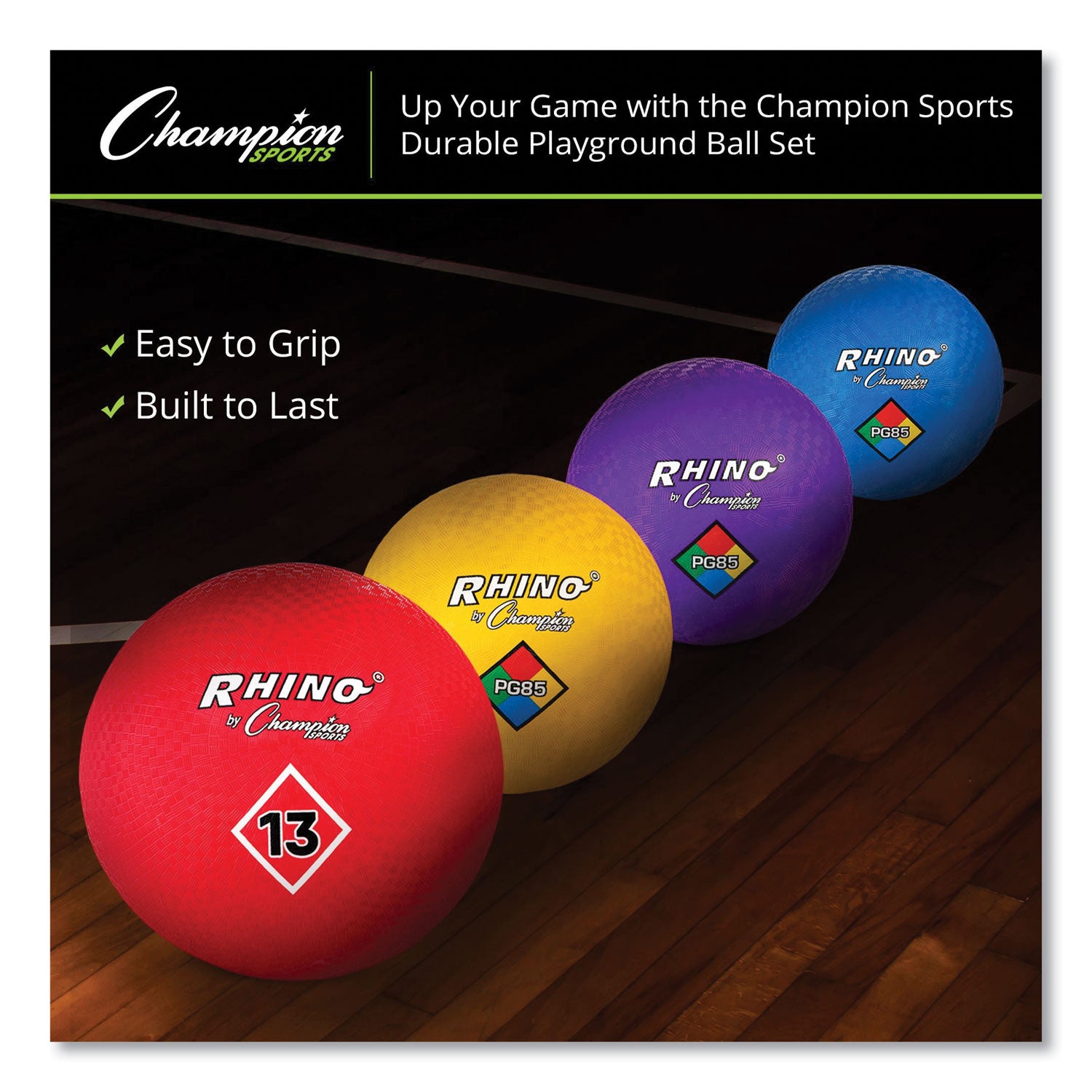 Champion Sports Playground Ball Set, Multi-Size, Multi-Color, 14/Set