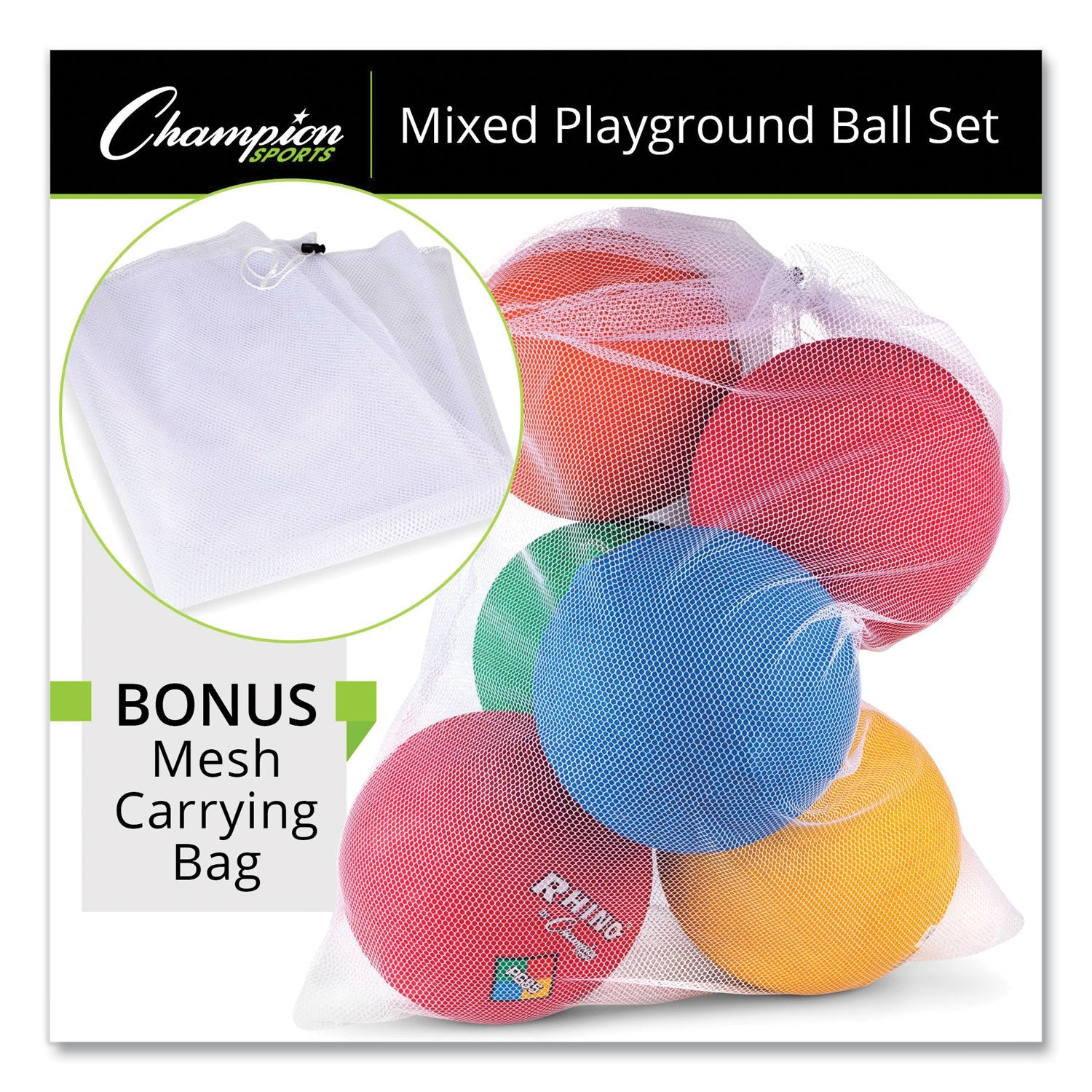 Champion Sports Playground Ball Set, Multi-Size, Multi-Color, 14/Set