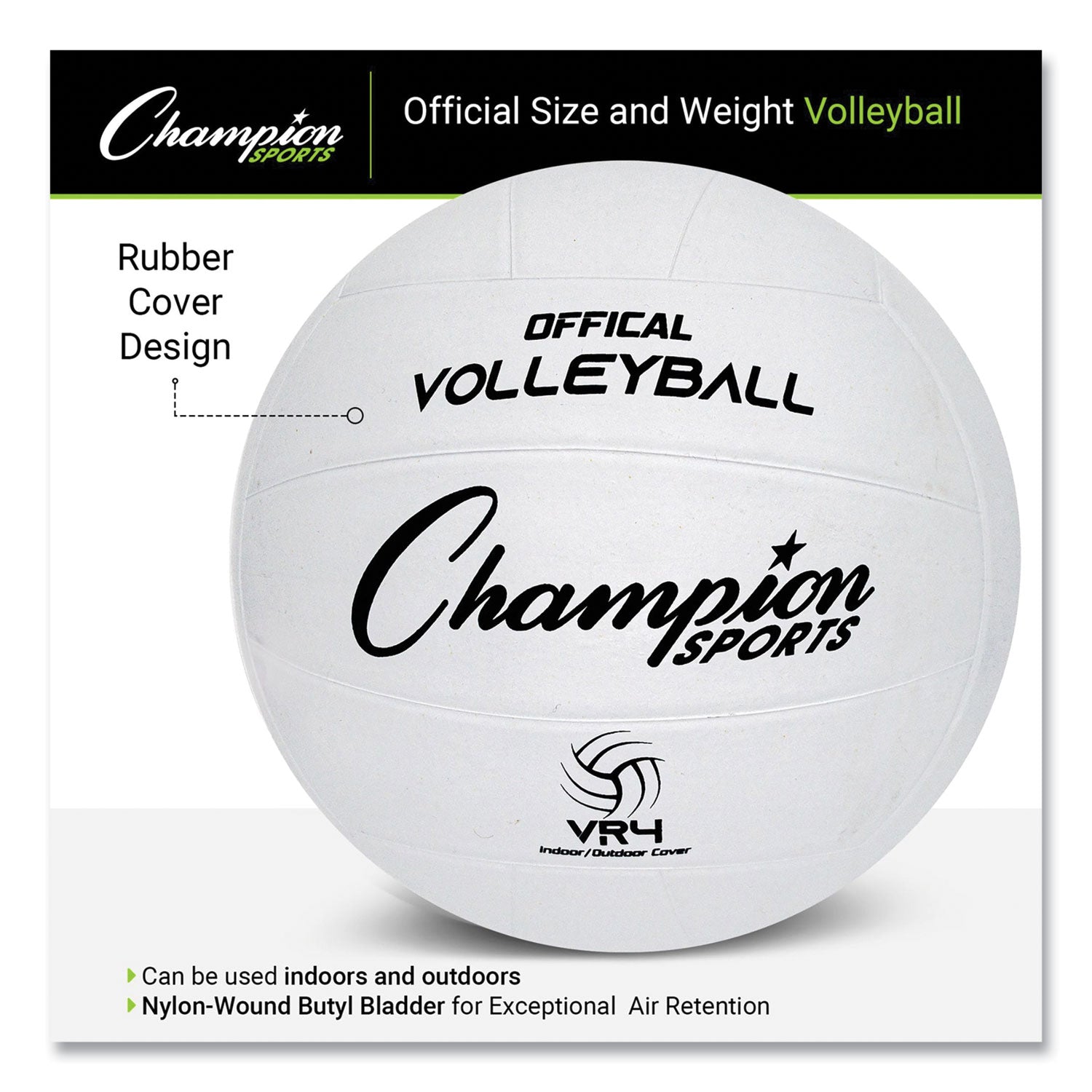 Rubber Volleyball, Official Size, White Champion Sports Flipcost