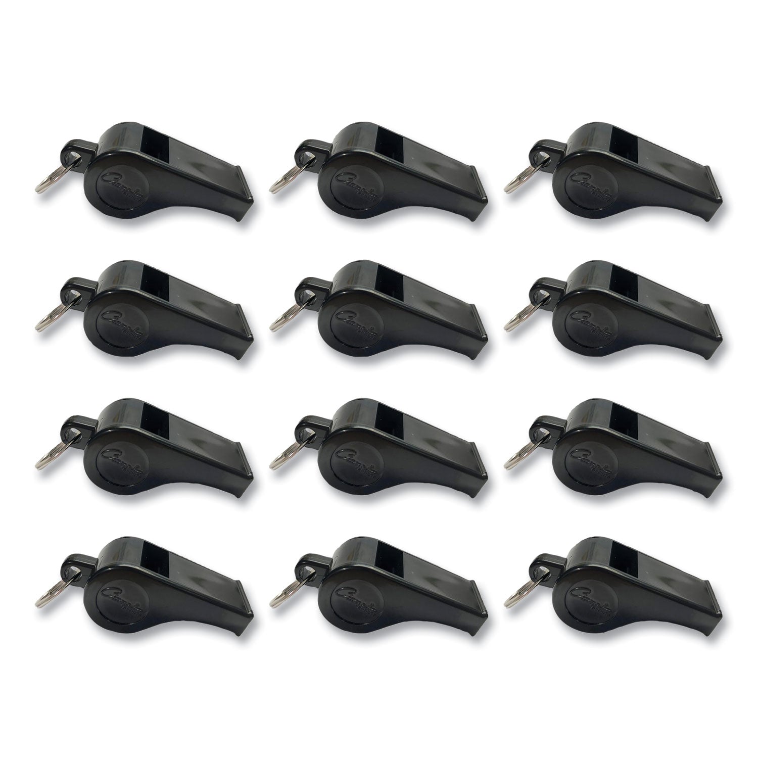 Sports Whistle, Medium Weight, Plastic, Black, Dozen