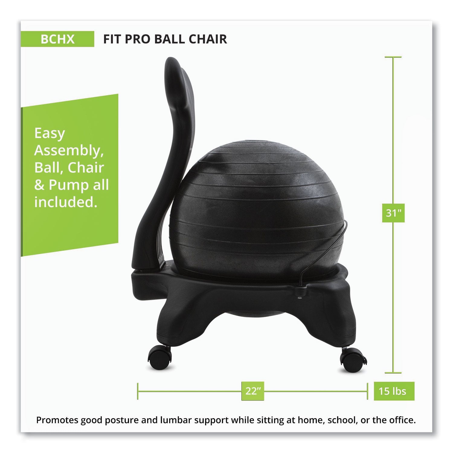 Champion Sports FitPro Ball Chair, Supports Up to 200 lb, Gray