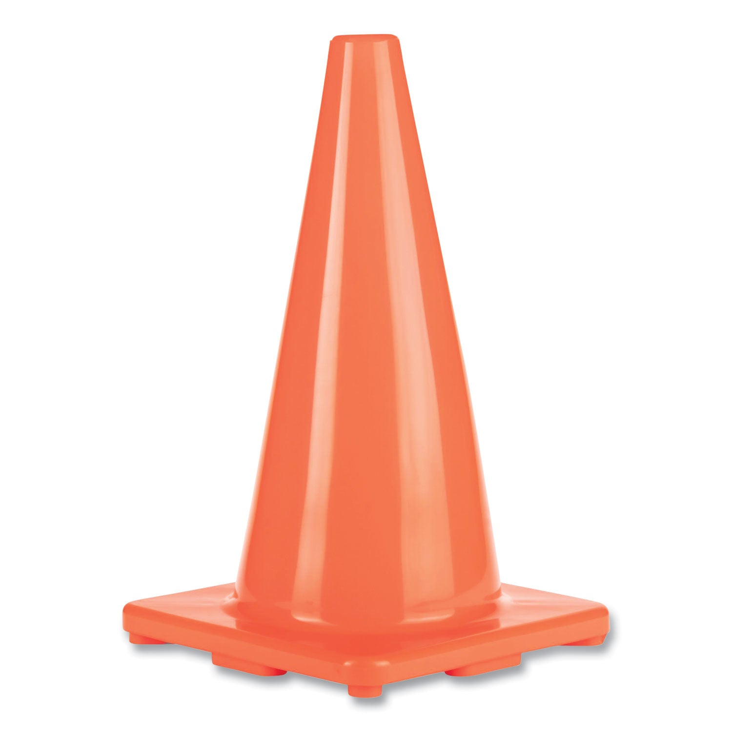 Hi-Visibility Vinyl Cones, 18" Tall, Fluorescent Orange, 10.63" x 10.63" Base