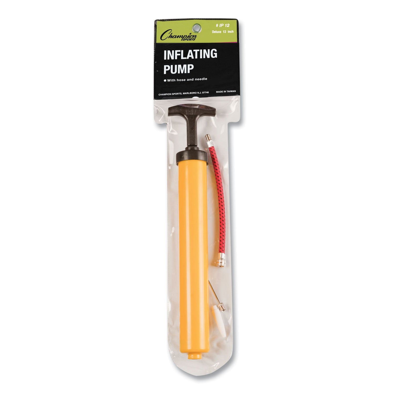 Champion Sports Standard Hand Pump, 12" Long, Yellow/Black