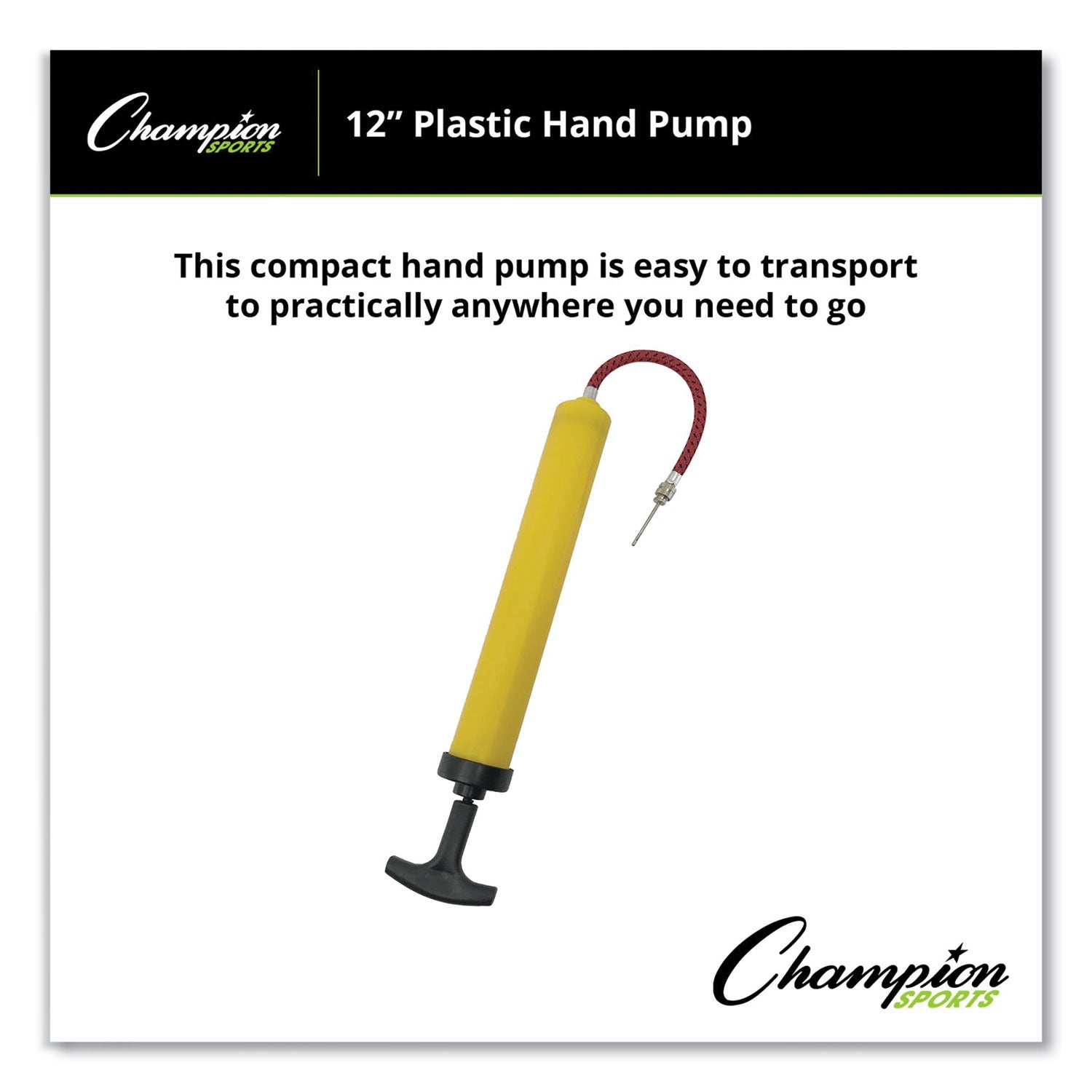 Champion Sports Standard Hand Pump, 12" Long, Yellow/Black