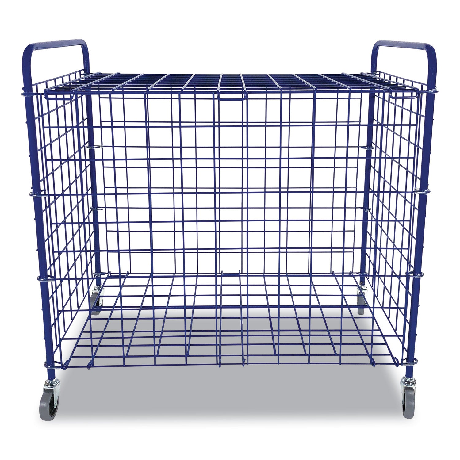 Lockable Ball Storage Cart, Fits Approximately 24 Balls, Metal, 37" x 22" x 20", Blue