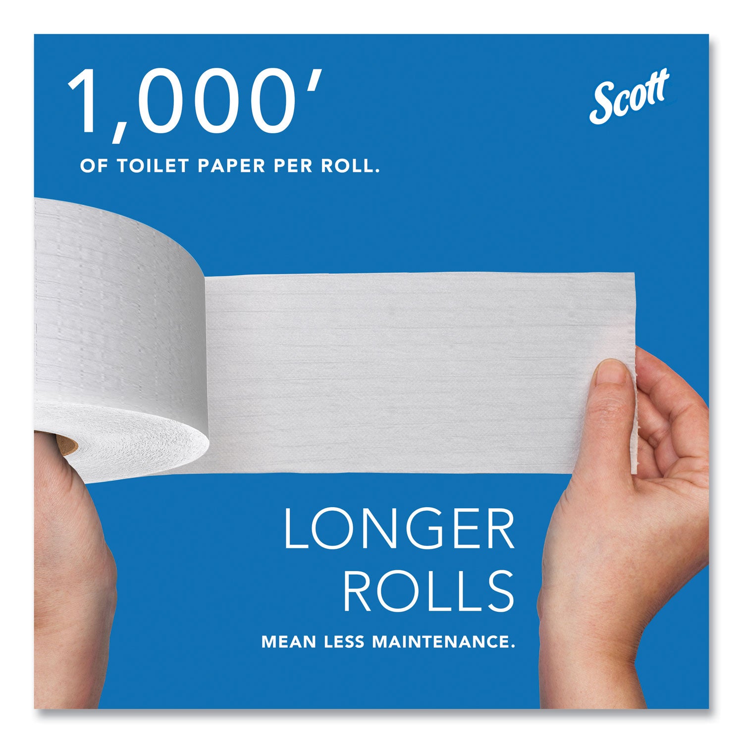 Scott® Essential JRT Jumbo Roll Bathroom Tissue, Septic Safe, 2-Ply, White, 3.55" x 1,000 ft, 12 Rolls/Carton