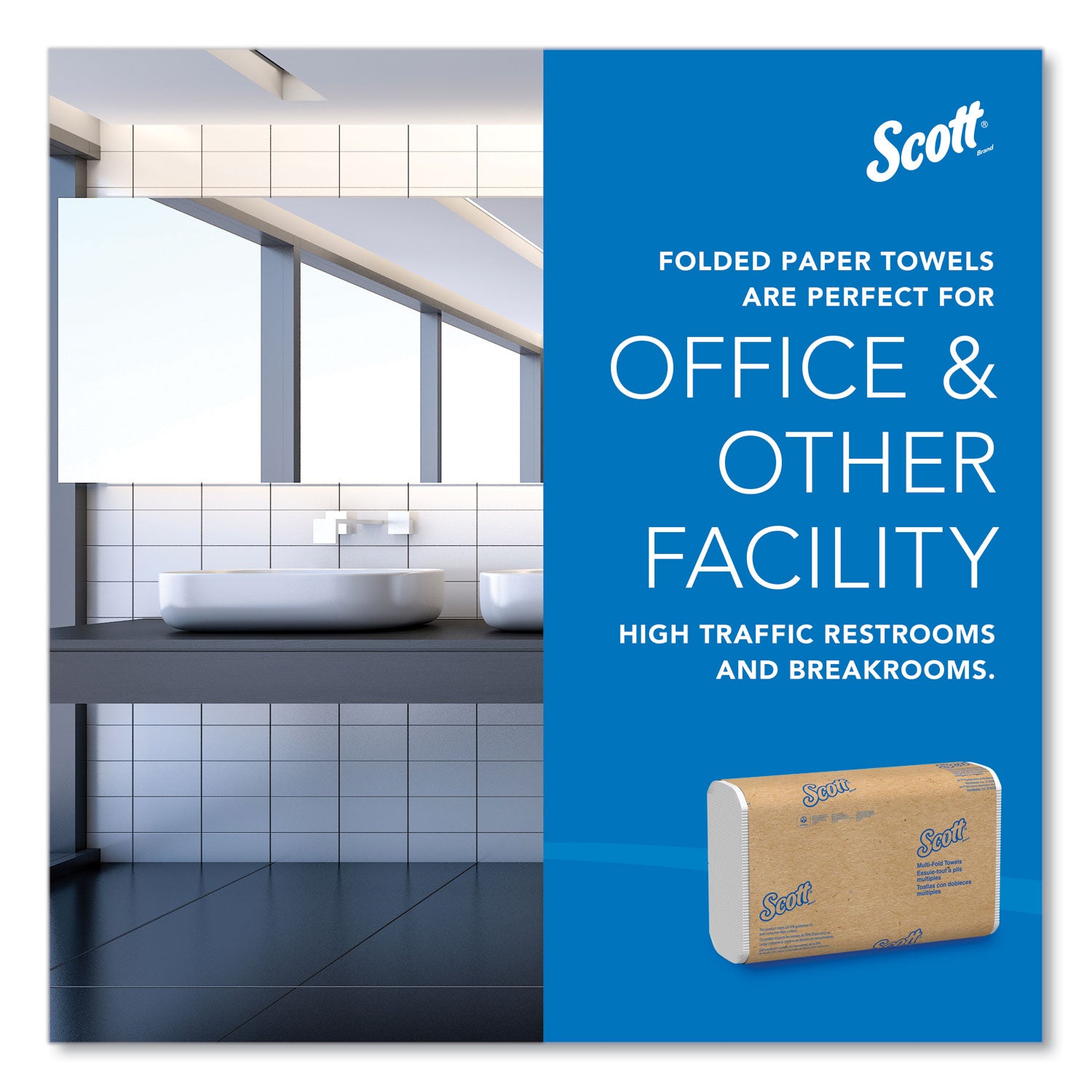 Scott® Essential Multi-Fold Towels, Plus Tier, Absorbency Pockets, 1-Ply, 9.2 x 9.4, White, 250/Packs, 16 Packs/Carton